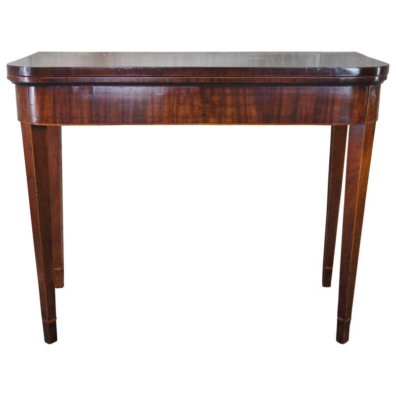 Early 19th Century Mahogany Inlaid Game Table Entryway Console Sheraton ...