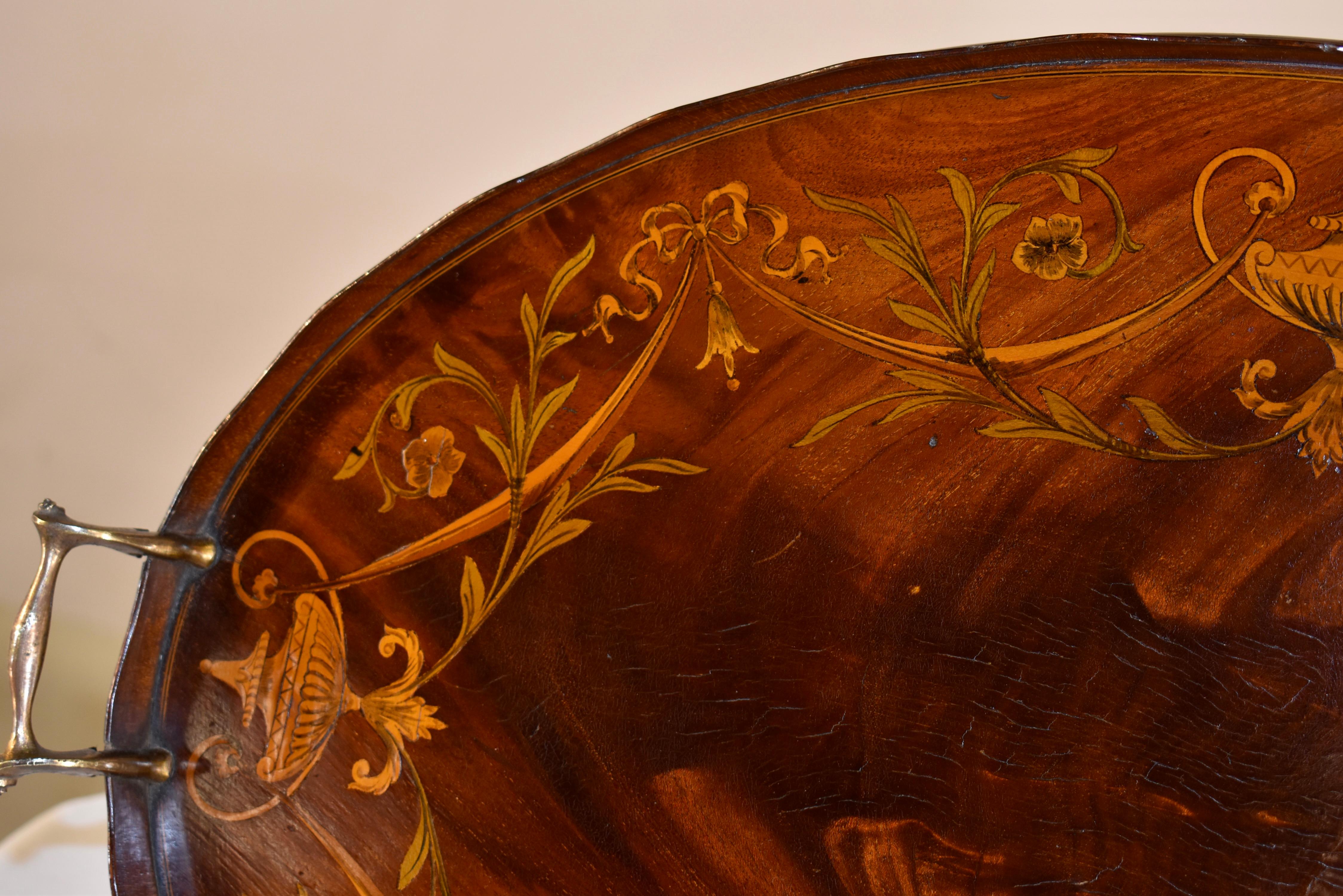 English Early 19th Century Mahogany Inlaid Tray  For Sale