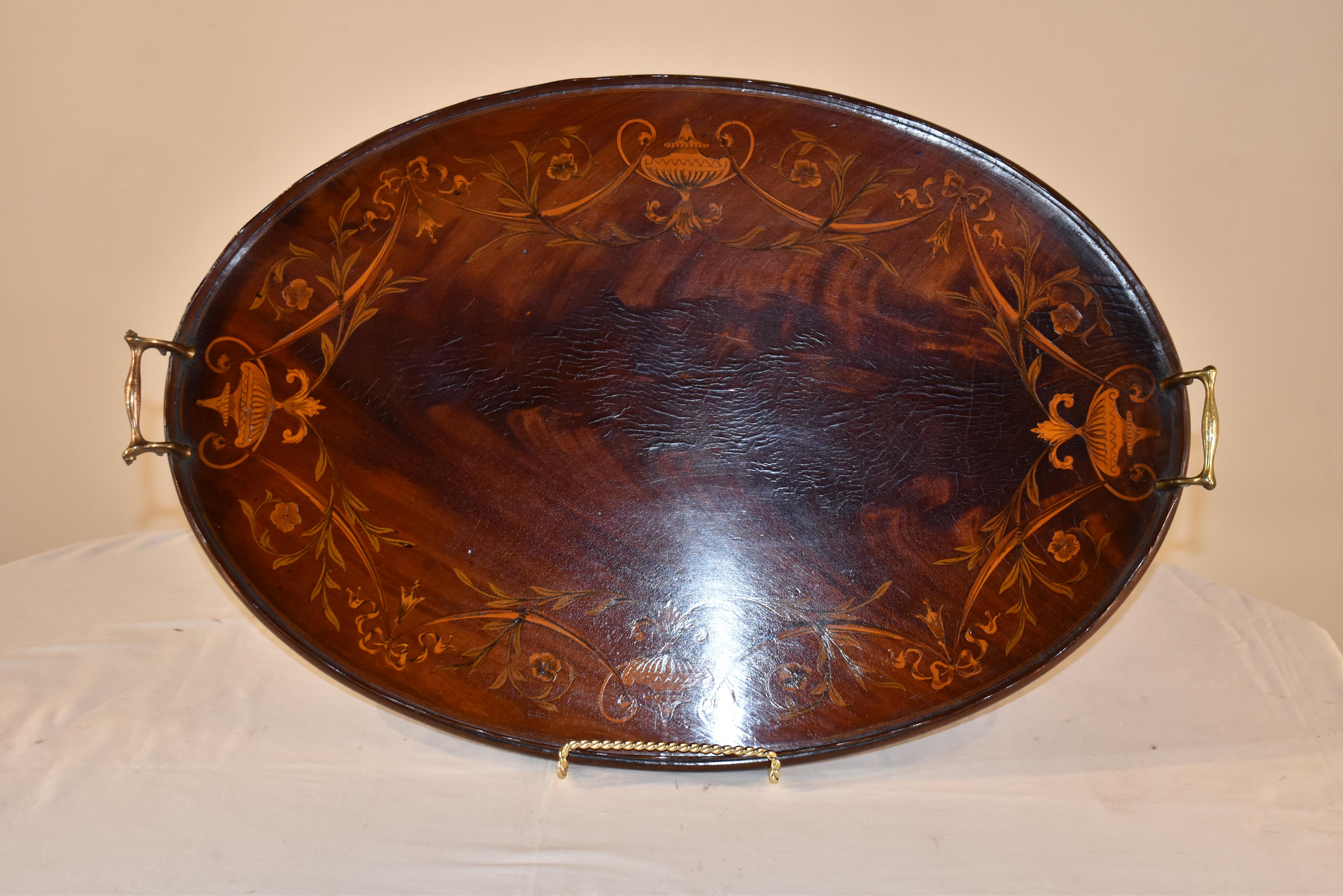 Early 19th Century Mahogany Inlaid Tray  For Sale 1