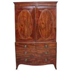 Antique Early 19th Century Mahogany Linen Press