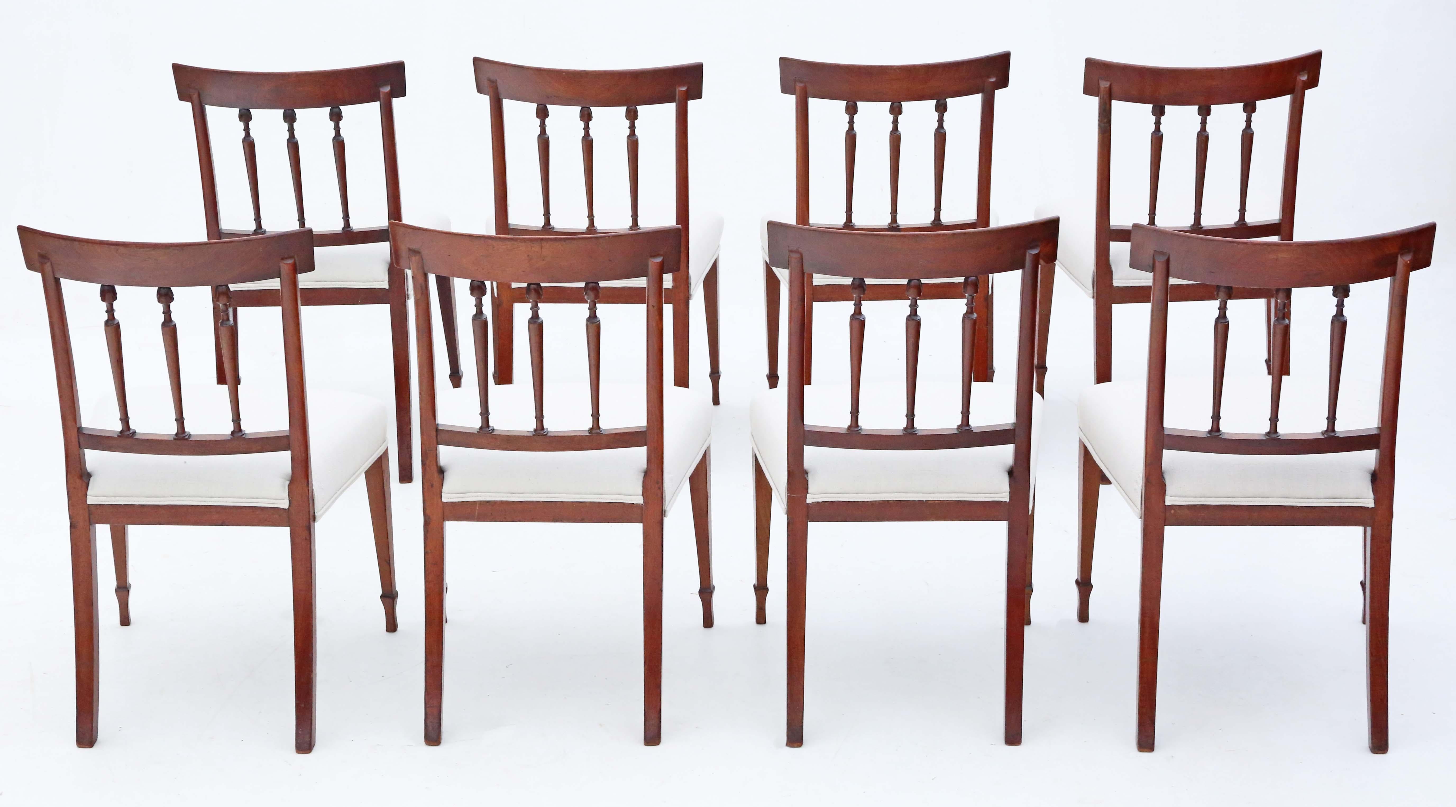 Early 19th Century Mahogany Marquetry Dining Chairs: Set of 8, Antique Quality In Good Condition For Sale In Wisbech, Cambridgeshire