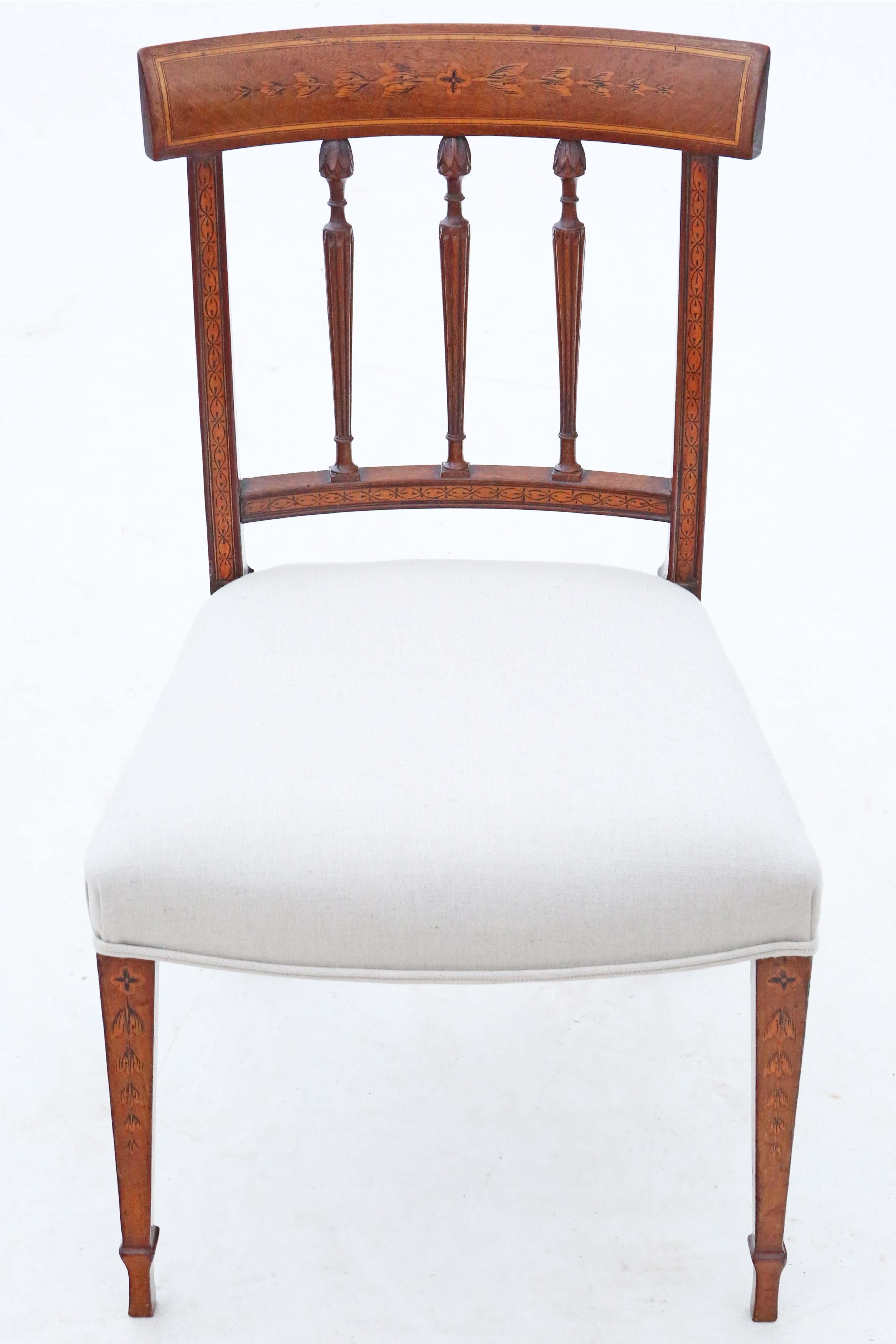 Early 19th Century Mahogany Marquetry Dining Chairs: Set of 8, Antique Quality For Sale 1
