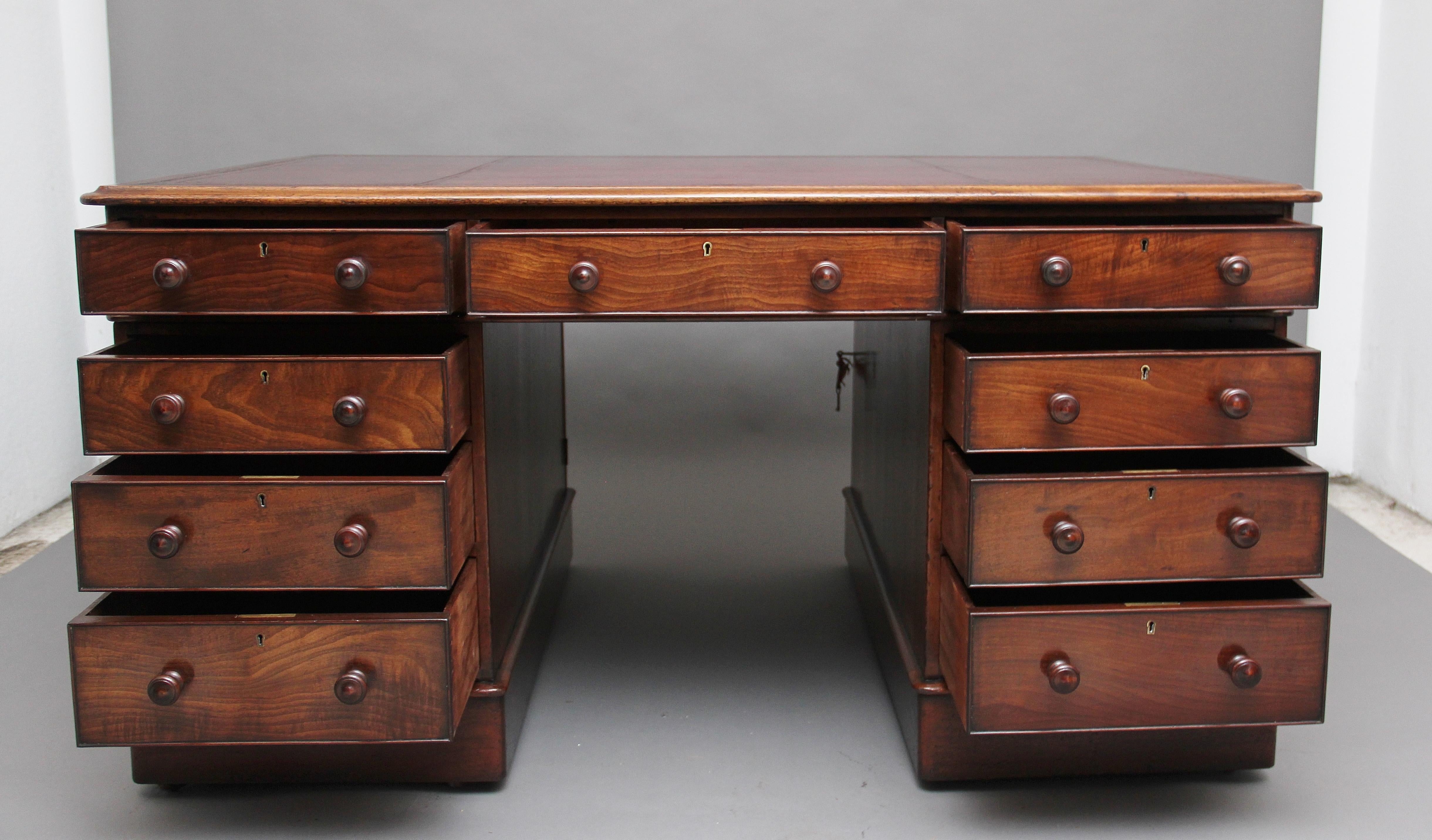 British Early 19th Century Mahogany Partners Desk