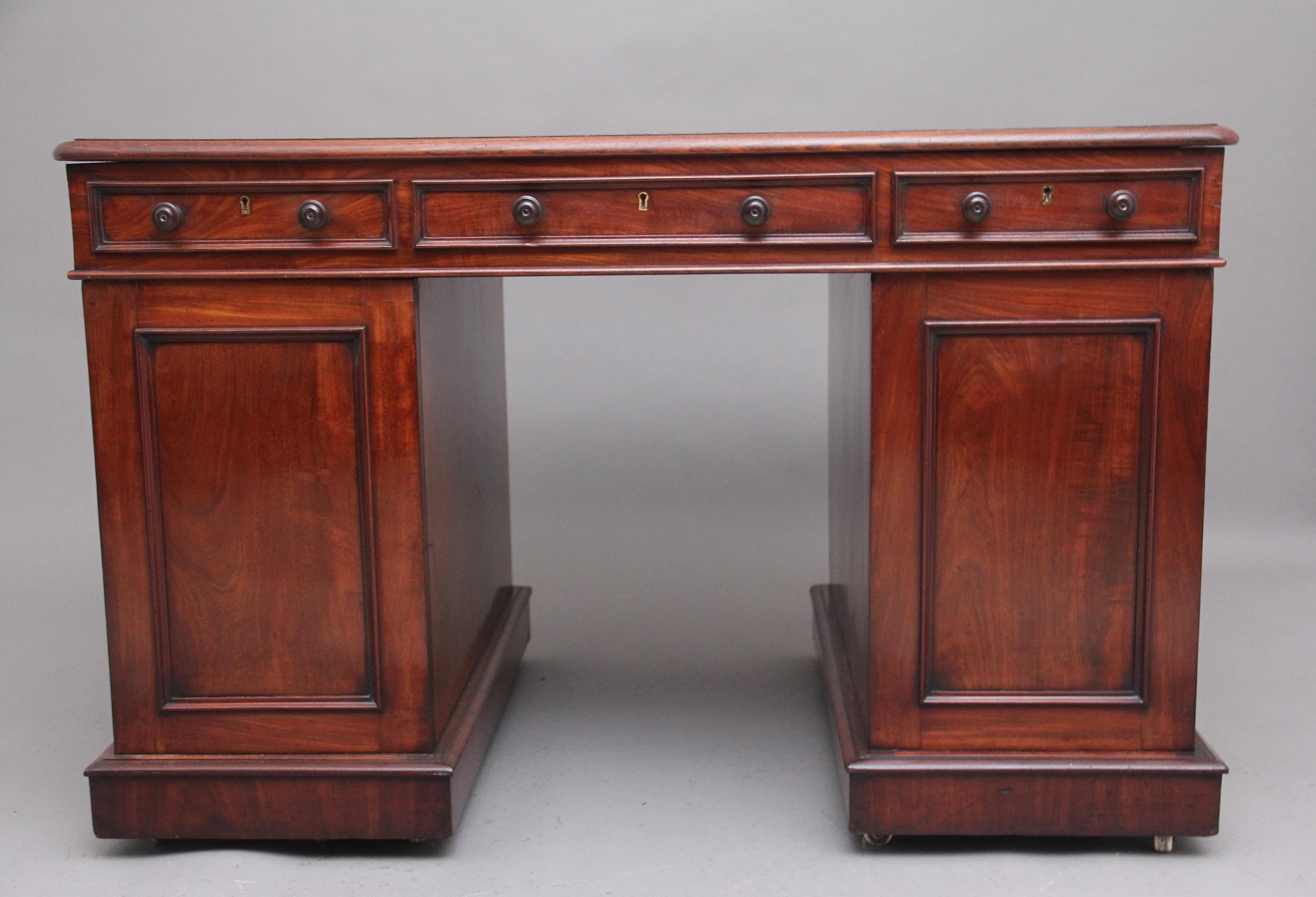 Mid-19th Century Early 19th Century Mahogany Pedestal Desk