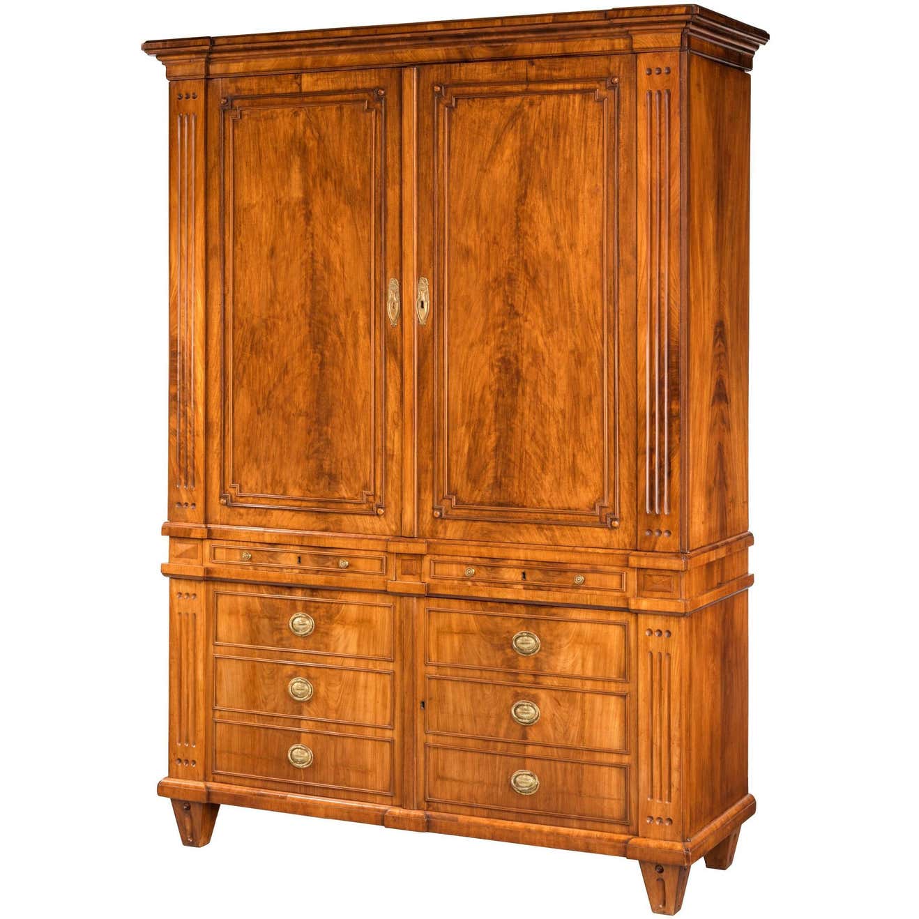 Early 19th Century Mahogany Press of Slightly Inverted Breakfront Form ...