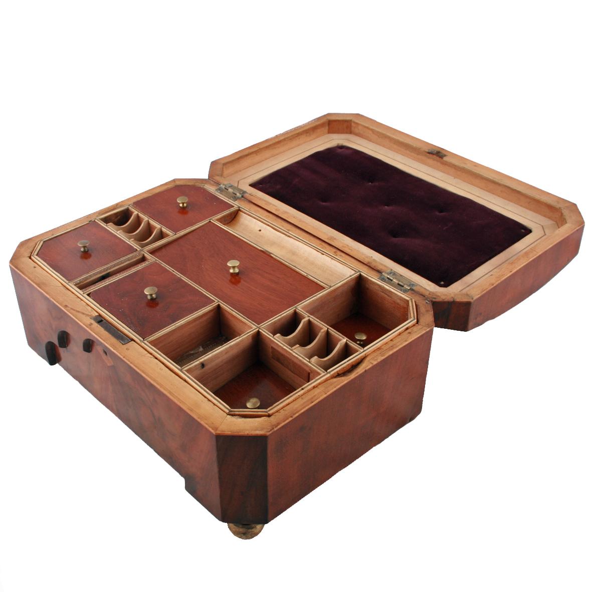 Biedermeier Early 19th Century Mahogany Sewing Box For Sale