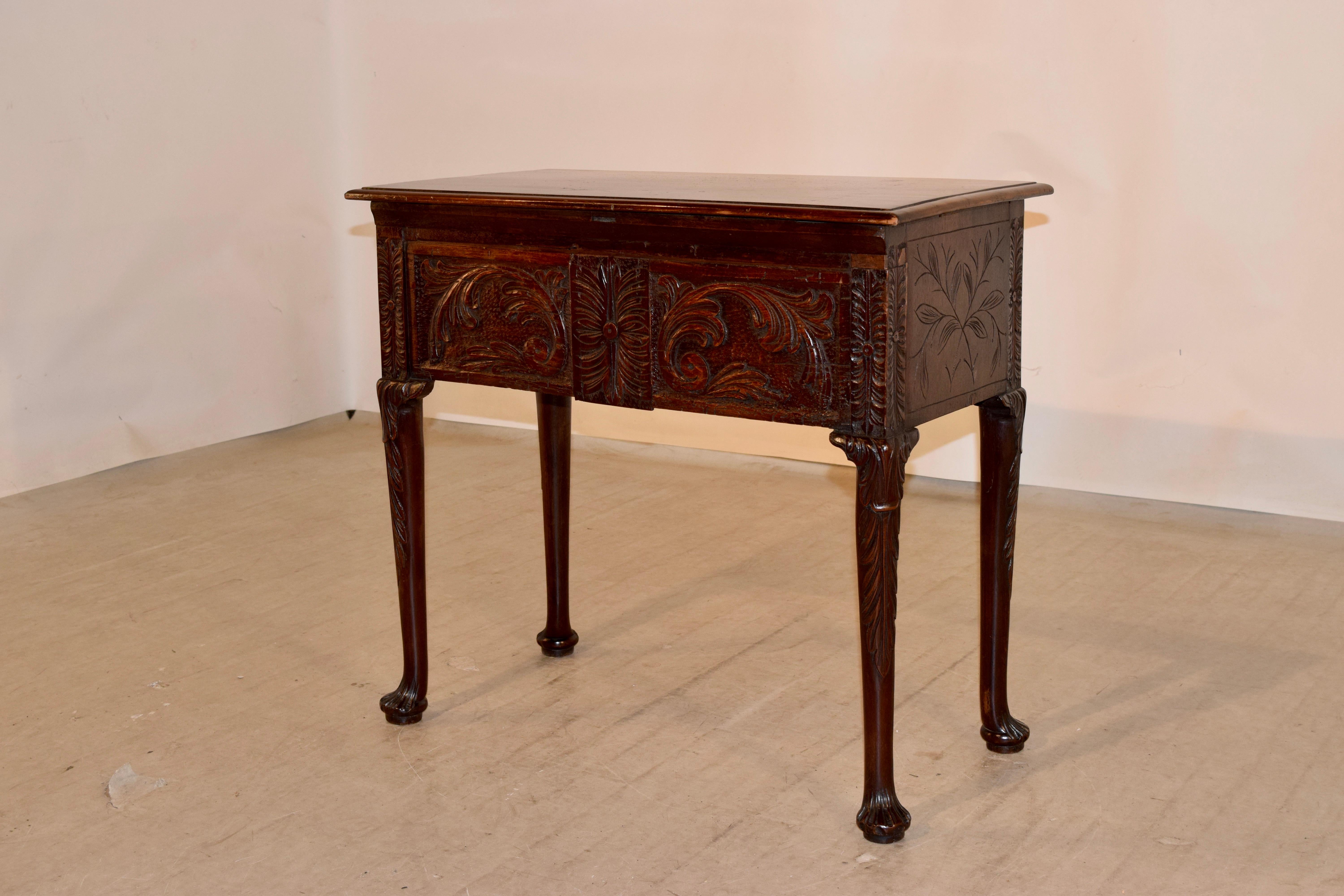 Hand-Carved Early 19th Century Mahogany Side Table