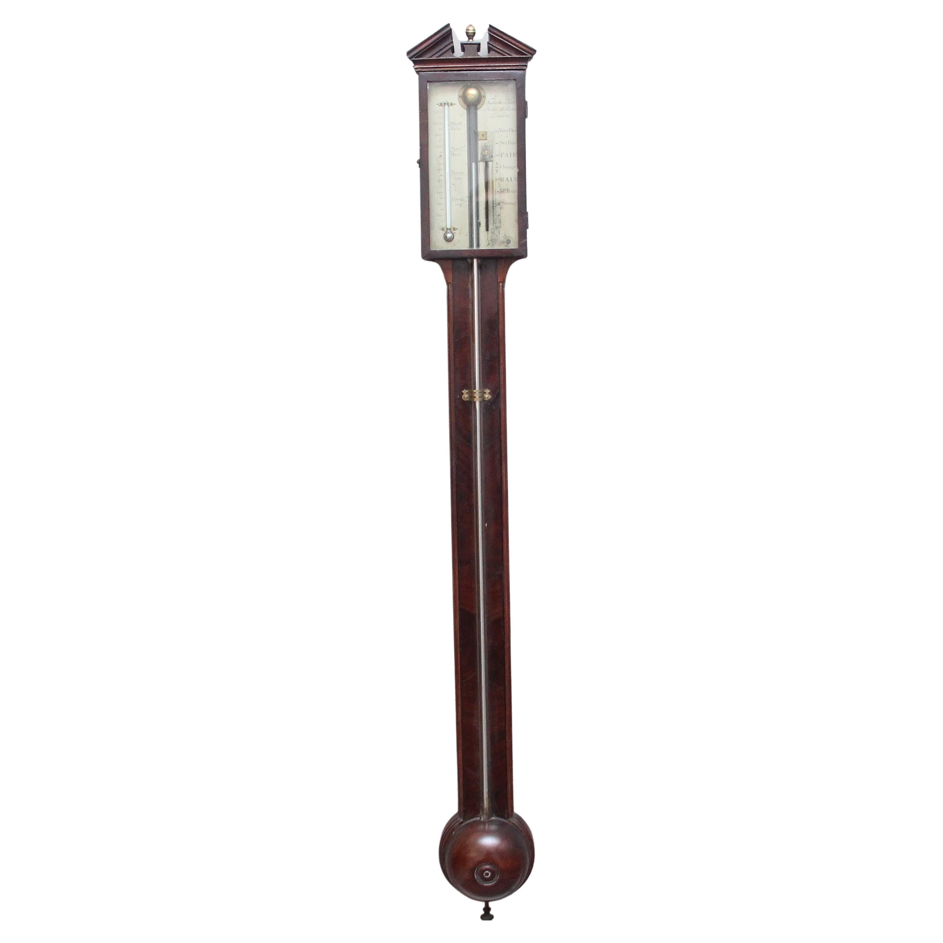 Early 19th Century Mahogany Stick Barometer by Tagliaue & Torre of 294 Holborn