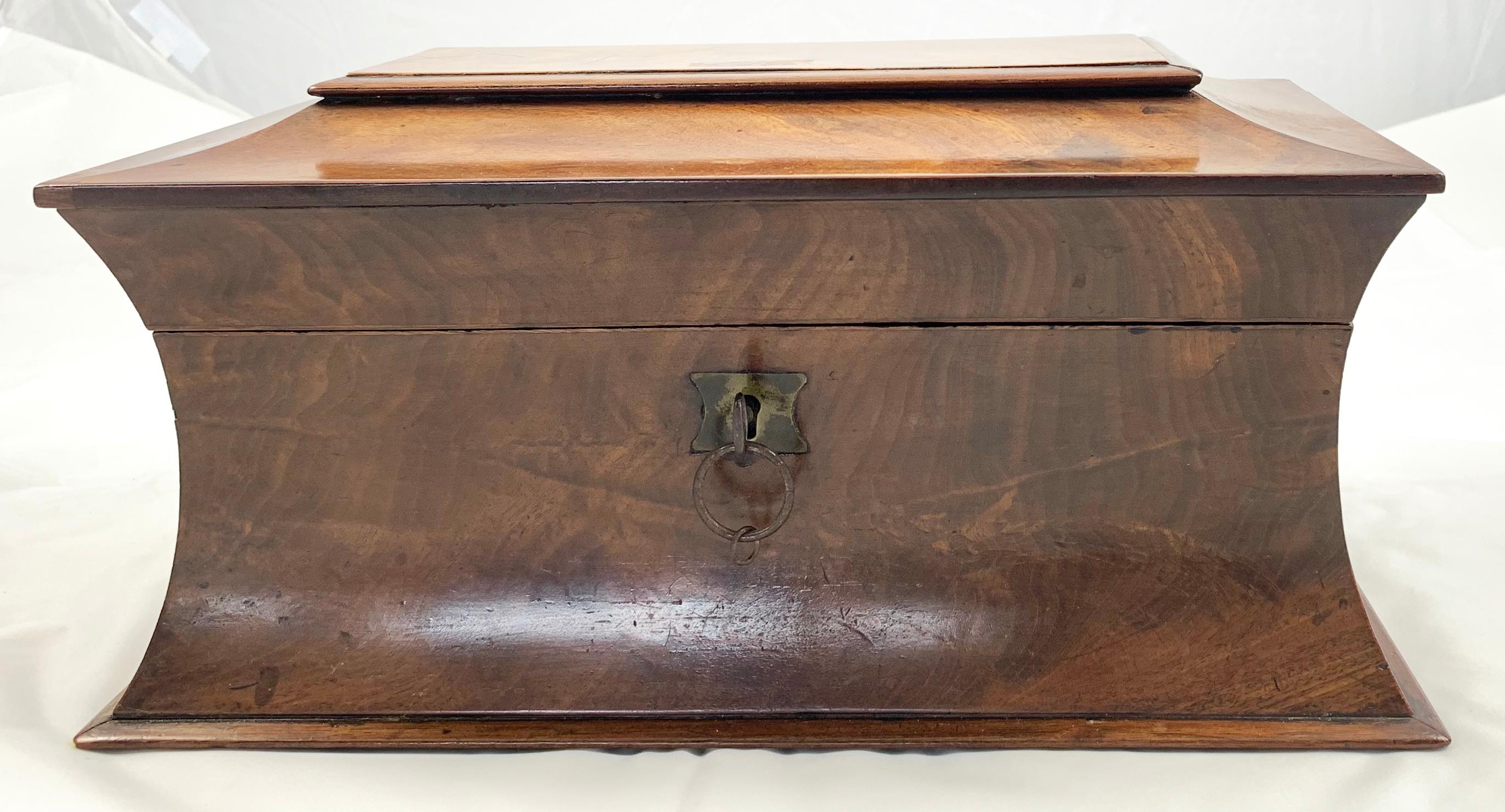 Hand-Carved Early 19th Century Mahogany Tea Caddy For Sale