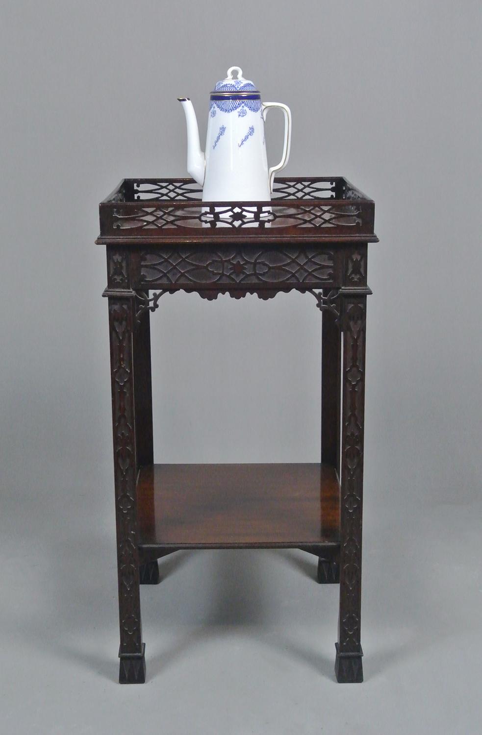 Chinese Chippendale Early 19th Century Mahogany Tea Kettle Stand