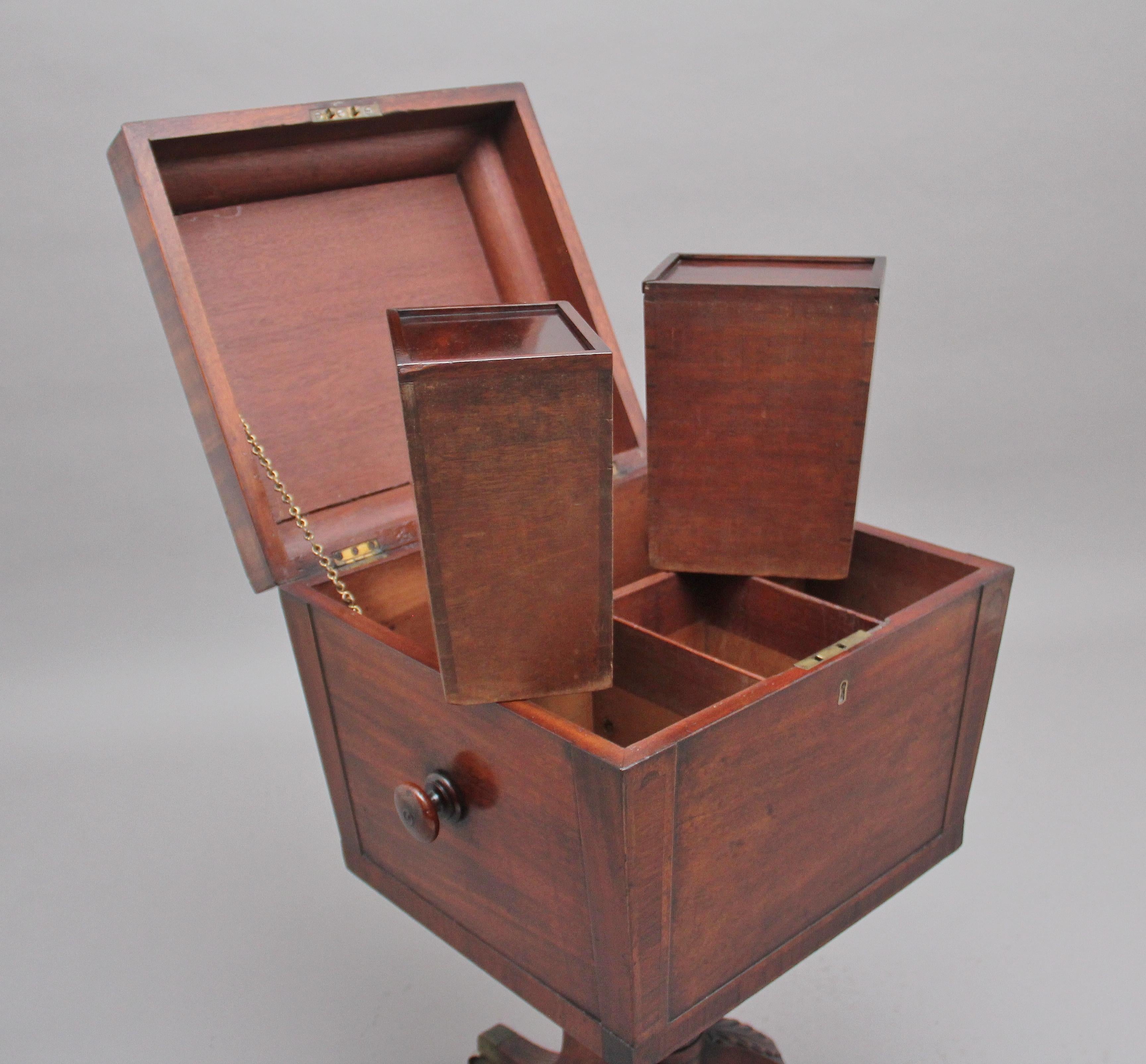 British Early 19th Century Mahogany Teapoy For Sale
