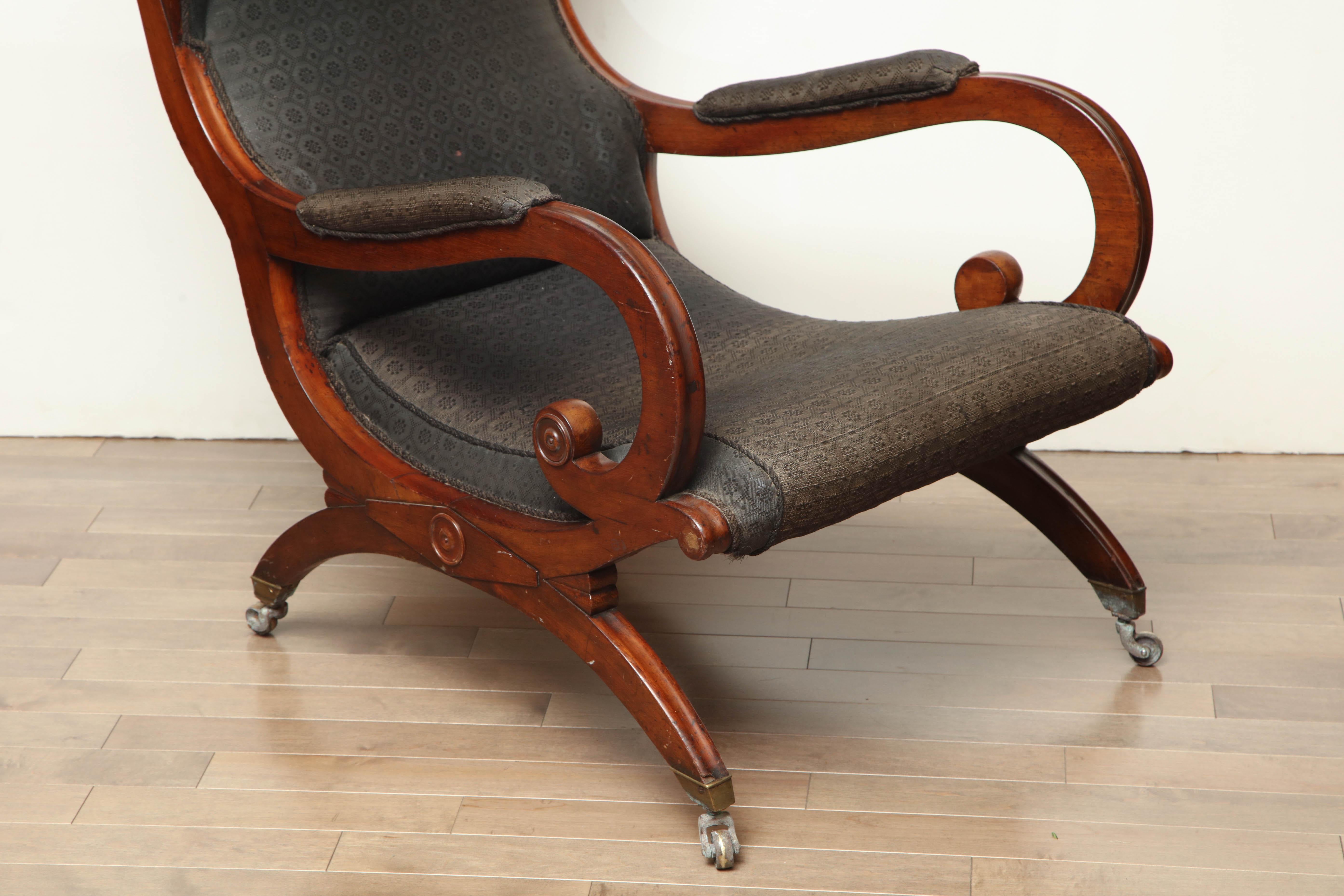 English Early 19th Century Mahogany Wing Chair