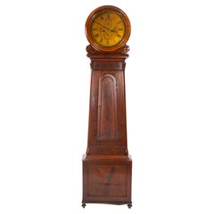 Antique Early 19th Century Mahogany Wood Scottish Drumhead Tall Case Clock
