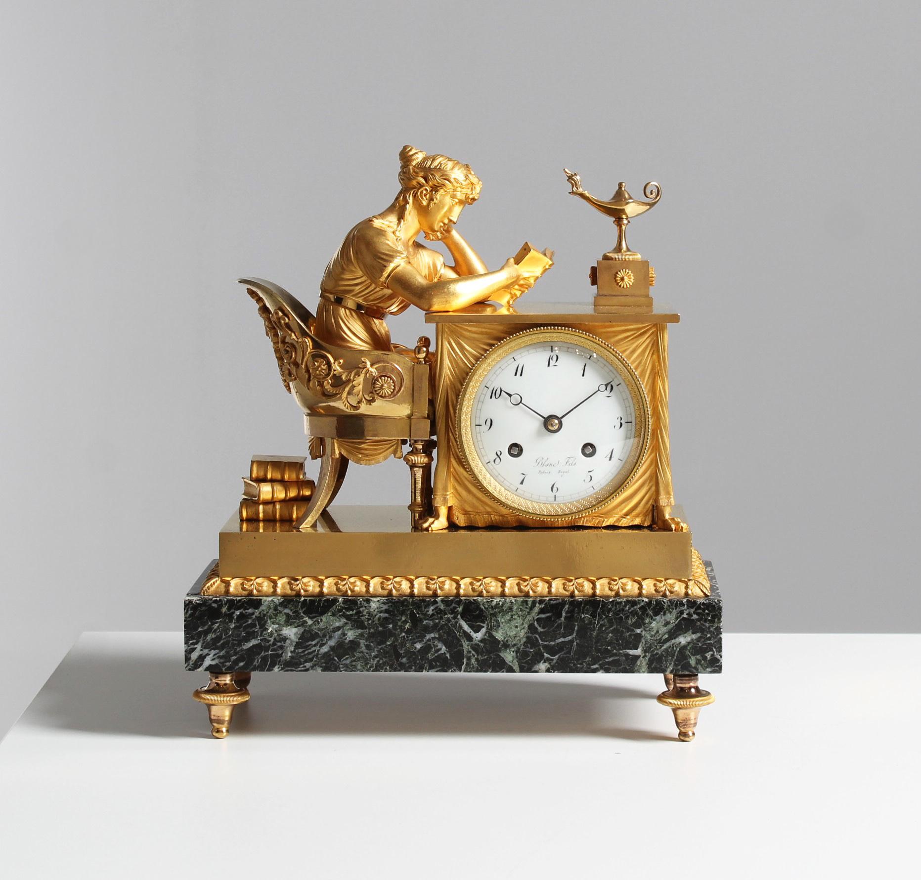 Early 19th Century Mantel Clock, Pendule, La Lieuse, La Lecture, Empire, c. 1810 6