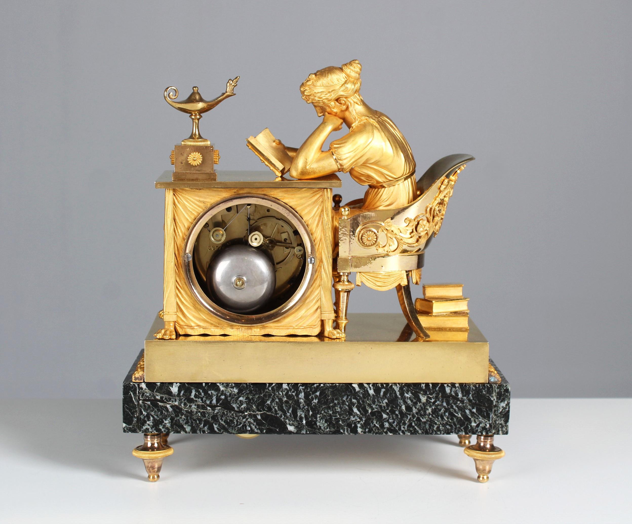 Early 19th Century Mantel Clock, Pendule, La Lieuse, La Lecture, Empire, c. 1810 7