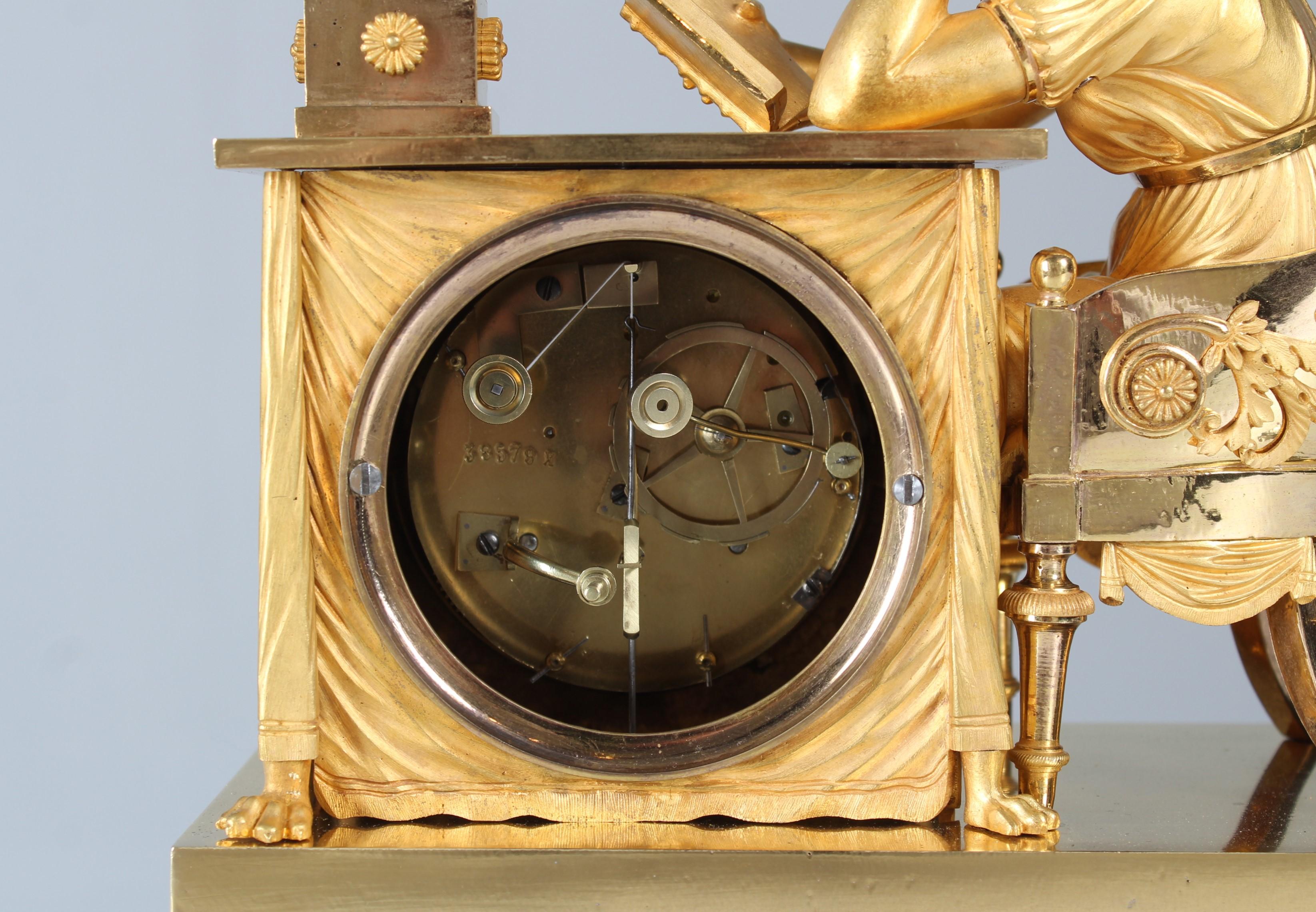 Early 19th Century Mantel Clock, Pendule, La Lieuse, La Lecture, Empire, c. 1810 8