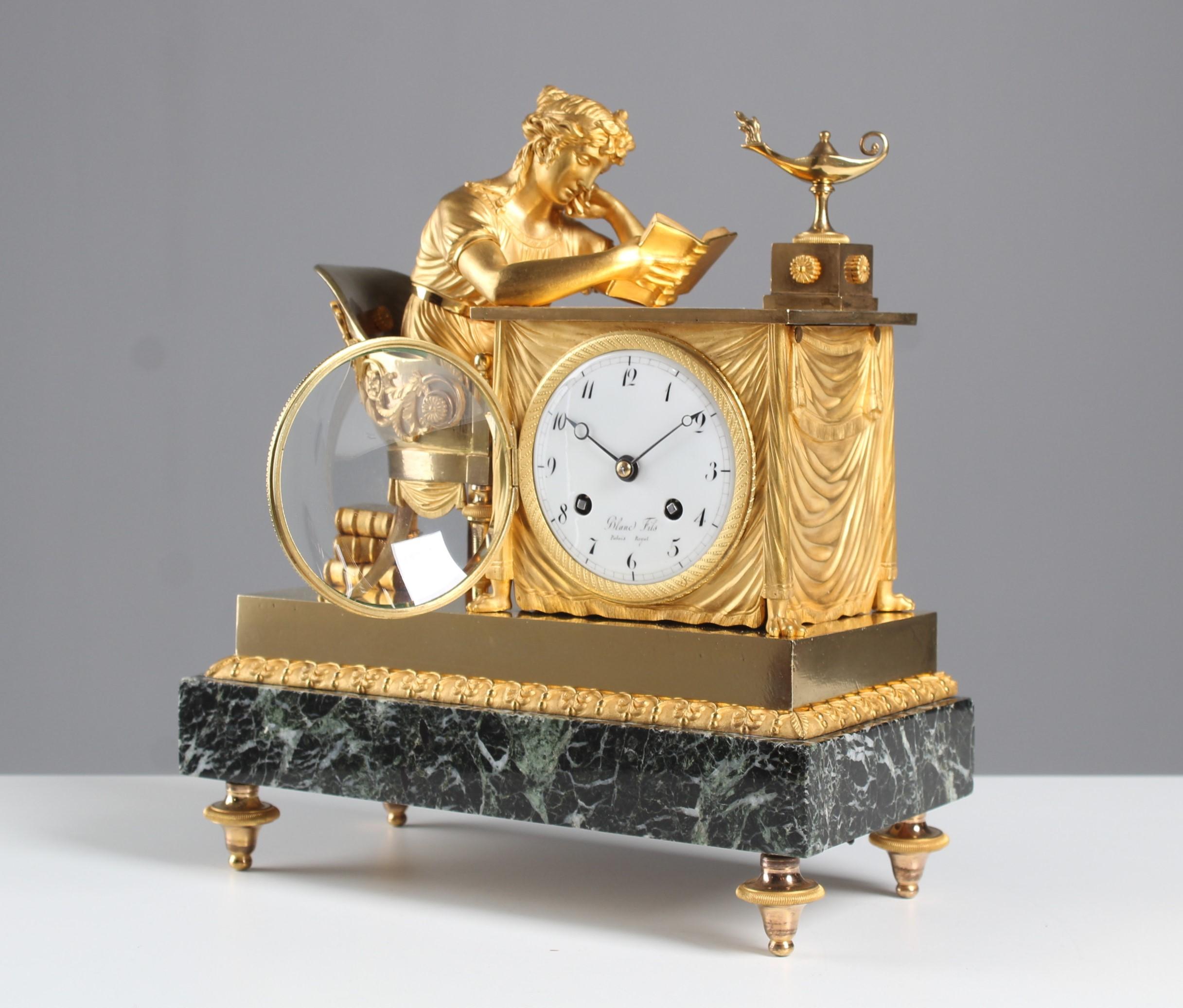 Early 19th Century Mantel Clock, Pendule, La Lieuse, La Lecture, Empire, c. 1810 3