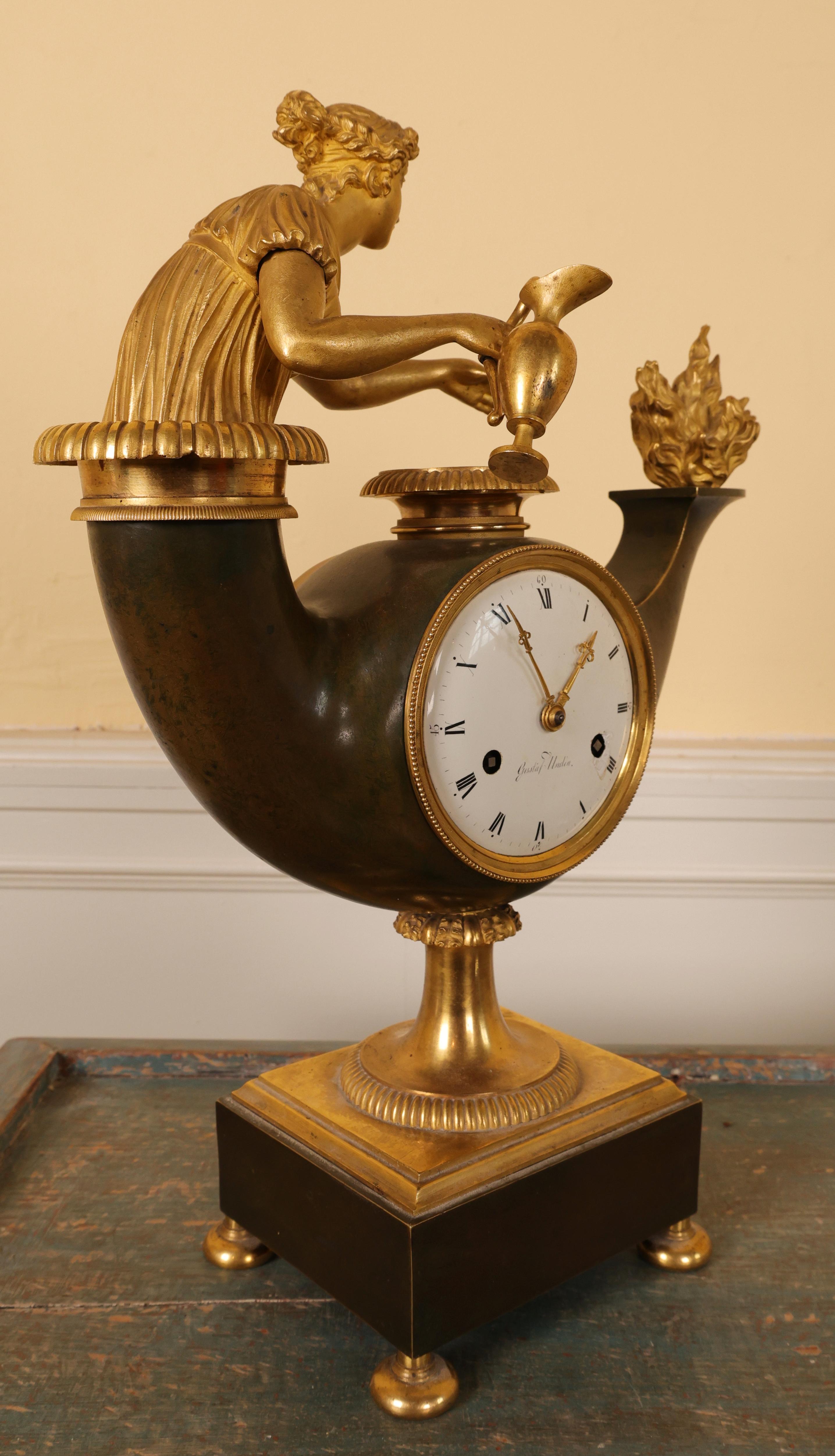Early 19th Century Mantel Clock signed Gustaf Undén In Good Condition For Sale In Ljungby, SE