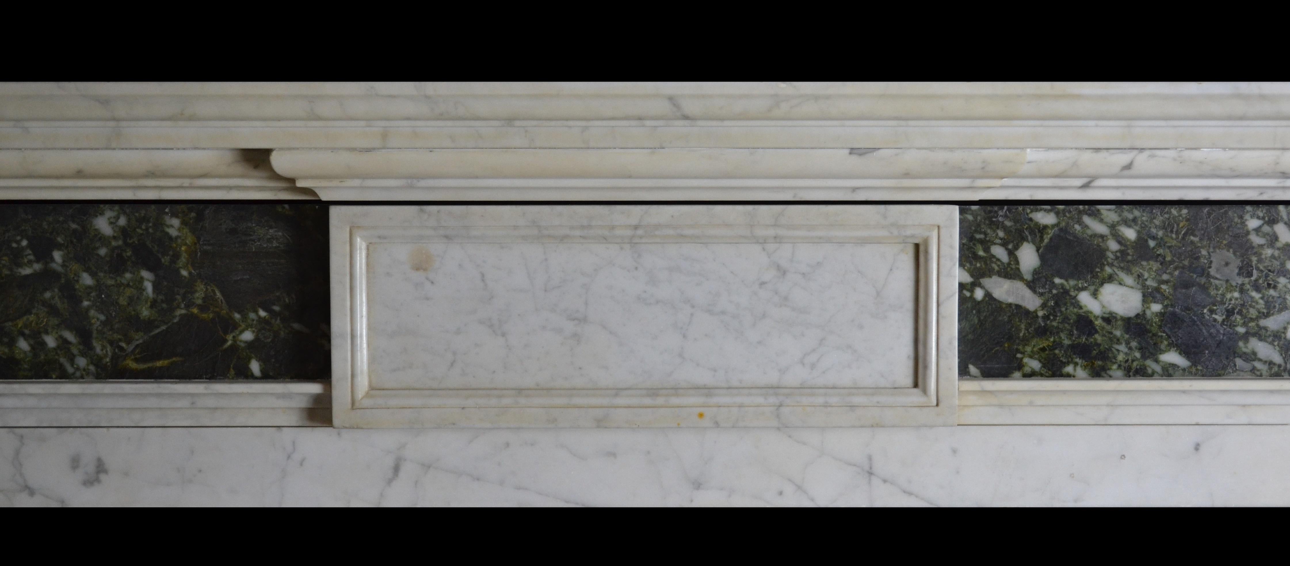English Early 19th Century Mantelpiece in Carrara and Verde Marble
