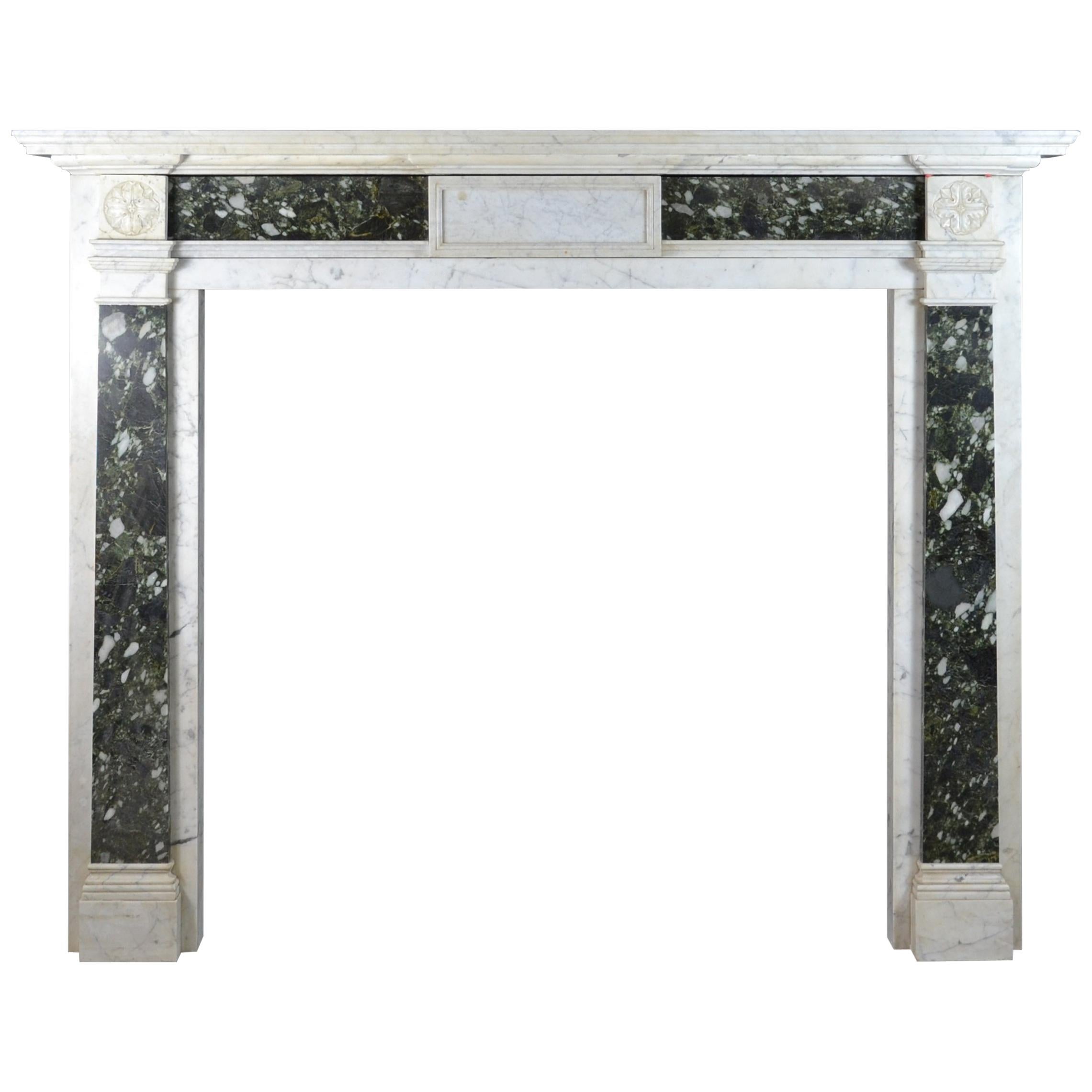 Early 19th Century Mantelpiece in Carrara and Verde Marble