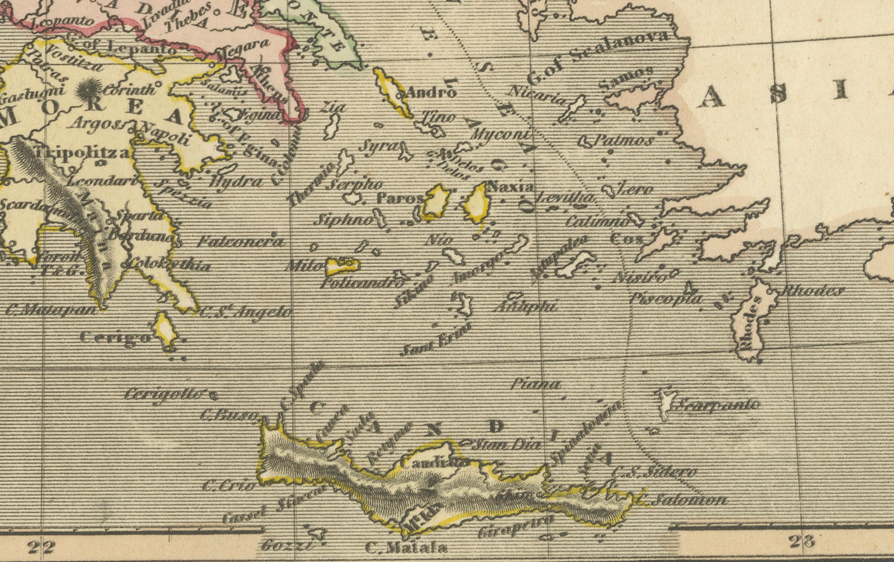 Mapa de la Europa otomana y regiones circundantes de principios del siglo XIX, 1821 2