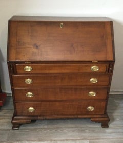 Early 19th Century Maple Slant Front Desk with OG Bracket Feet