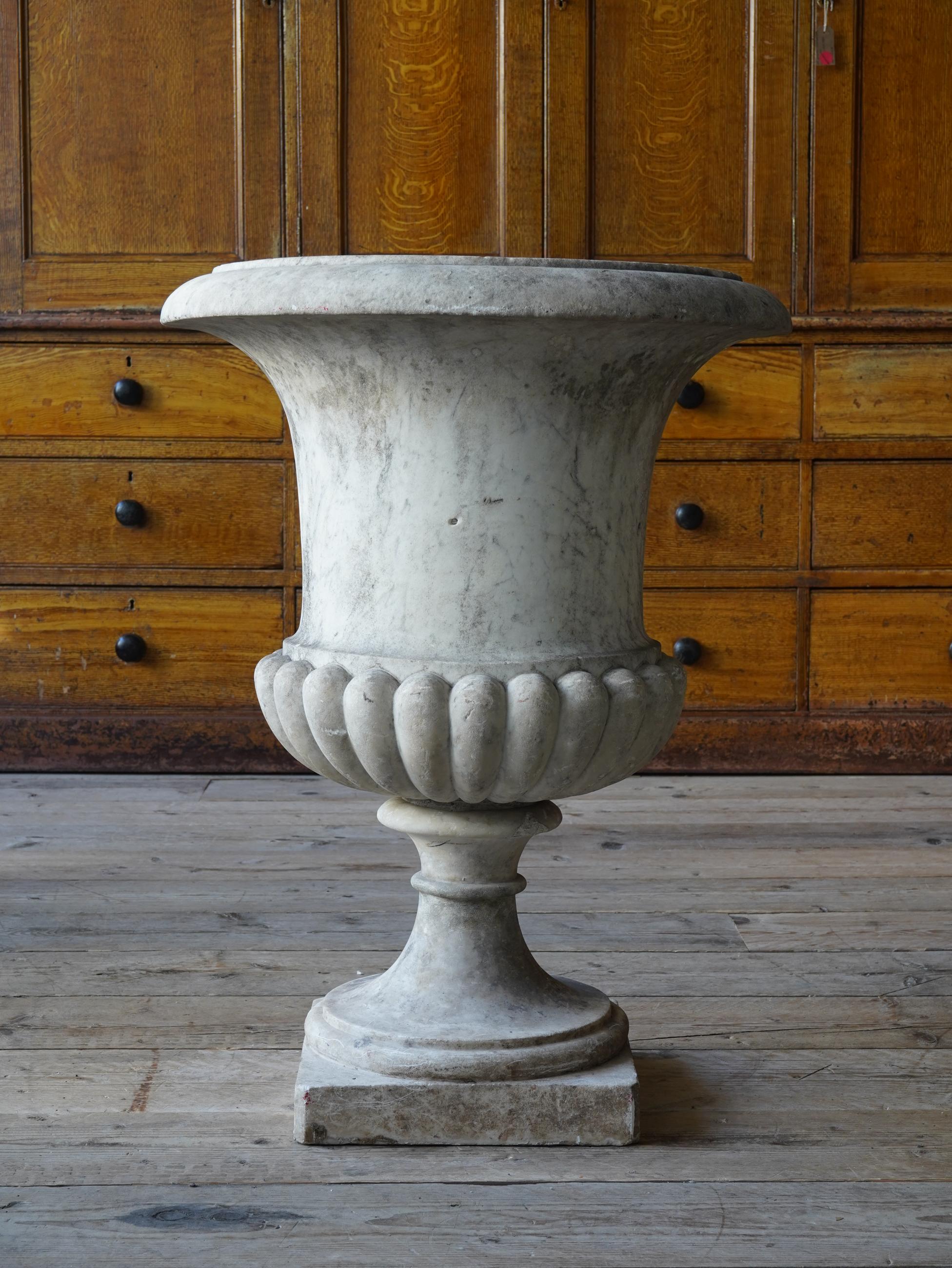 English Early 19th Century Marble Campana Form Urn