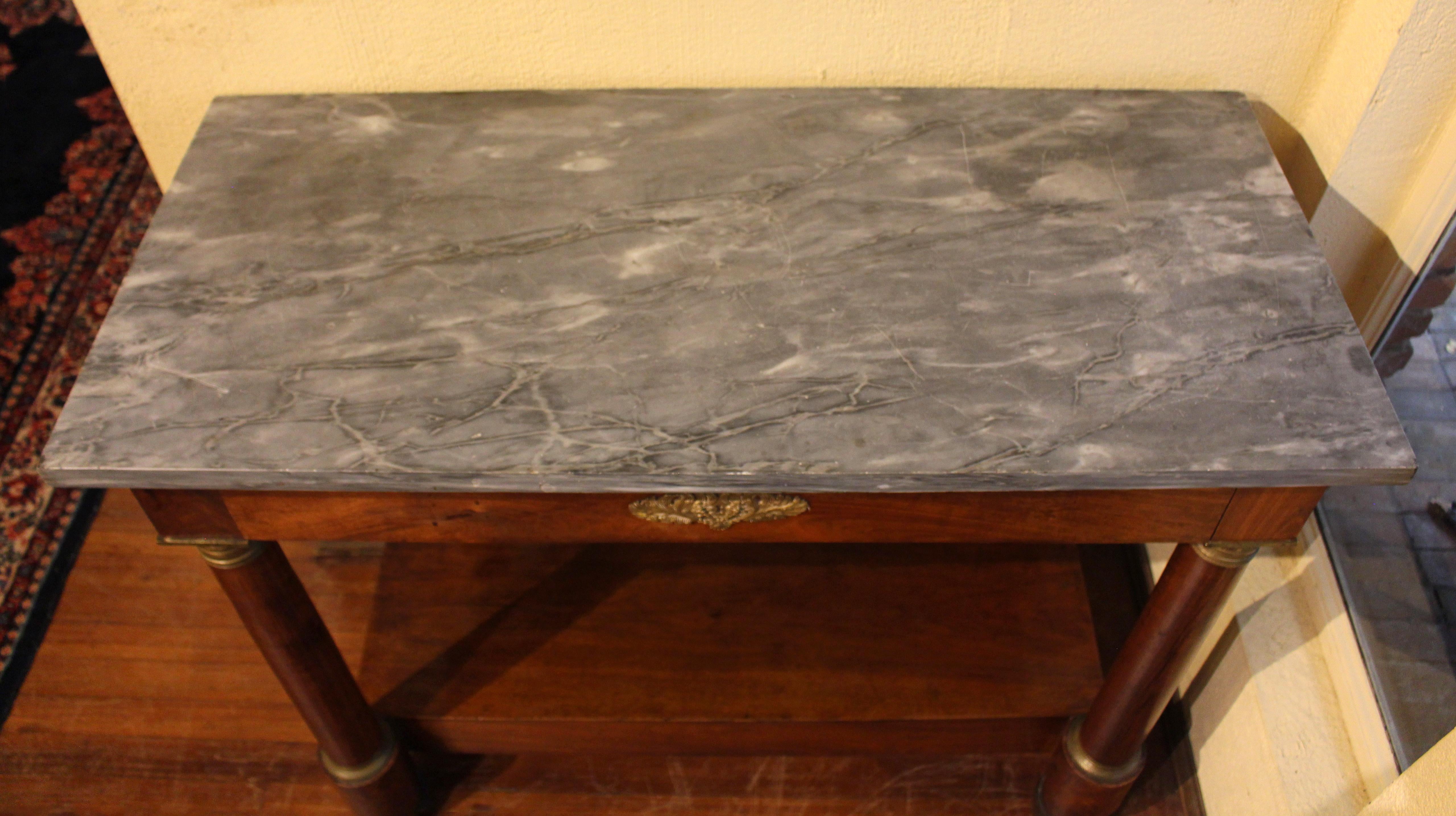 French Early 19th Century Marble Top Console Table