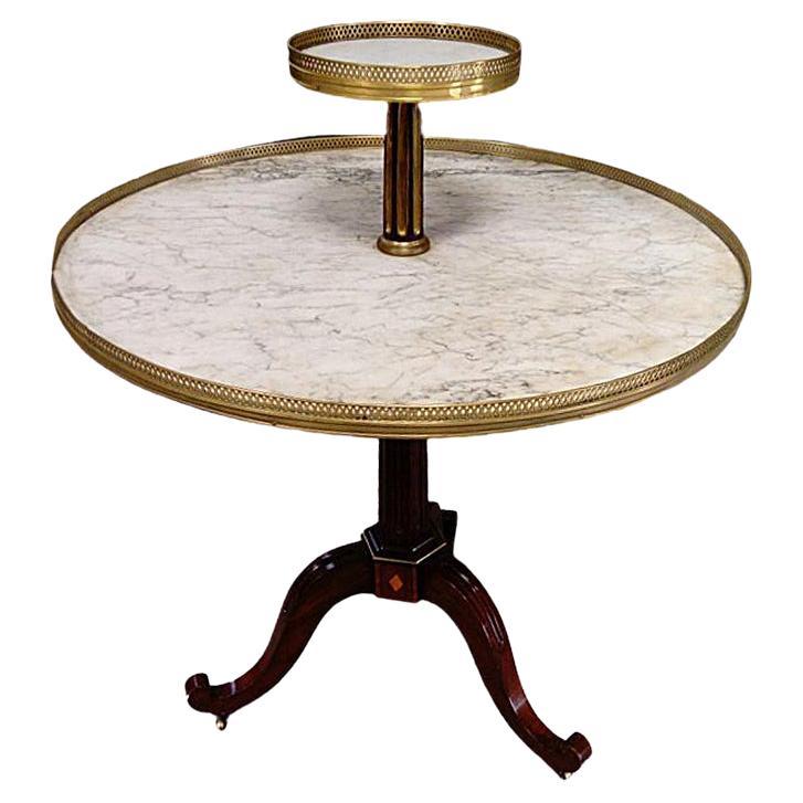 Early 19th Century Marble Top Two-Tier Folding Table For Sale