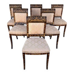 Chaises de salle à manger en marqueterie du début du 19e siècle Ensemble de 6 chaises