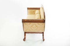 Early 19th Century Marquetry Wood Inlaid Sofa / Scrolled Back