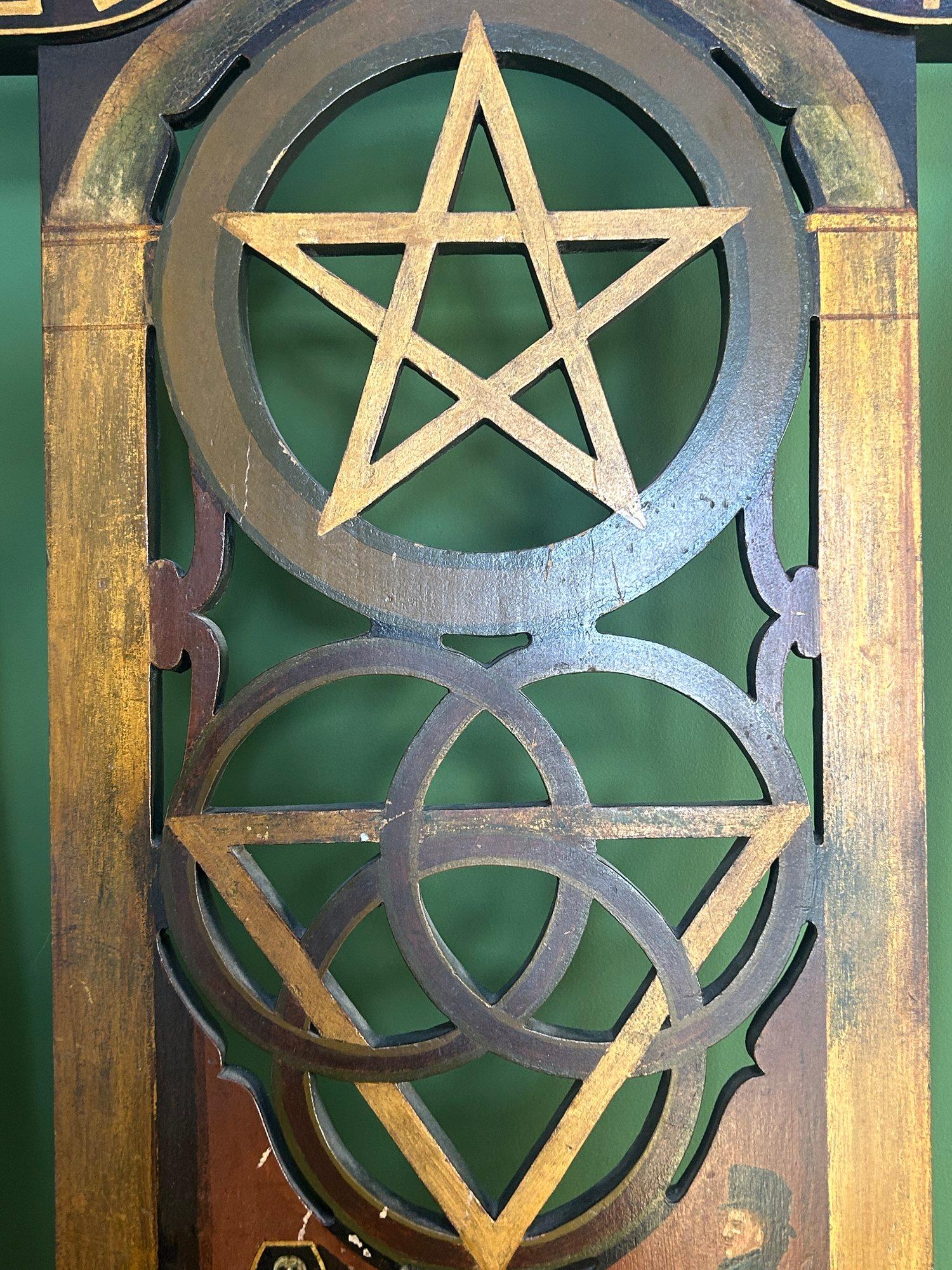 Early 19th Century Masonic Lodge Ceremonial Throne Chair with Magic Symbols For Sale 6
