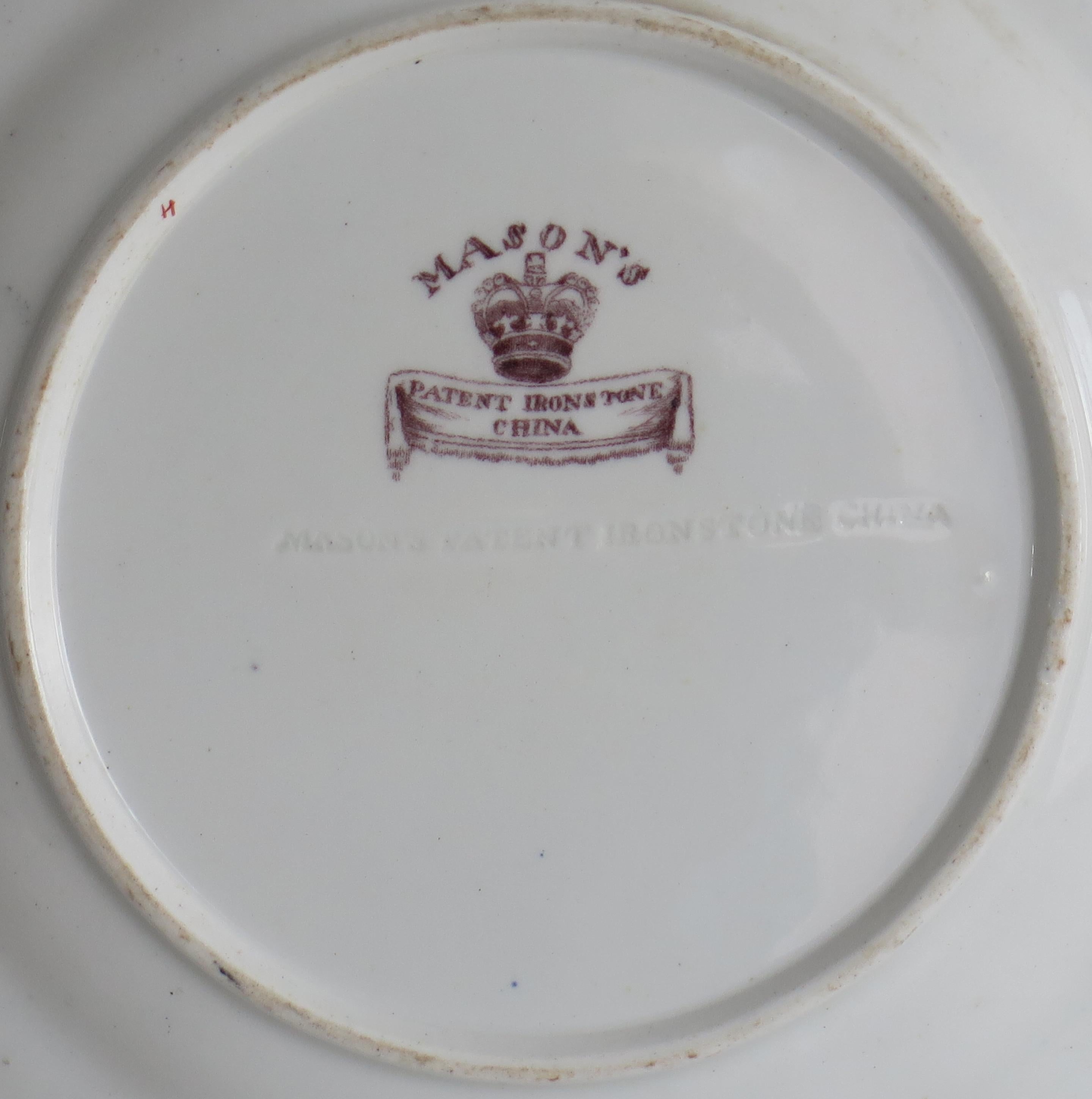 Early 19th Century Masons Ironstone Desert Plate in Ragged Rose Ptn, Circa 1825 4