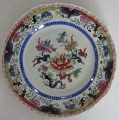 Early 19th Century Masons Ironstone Plate in Ragged Rose Pattern, Circa 1830