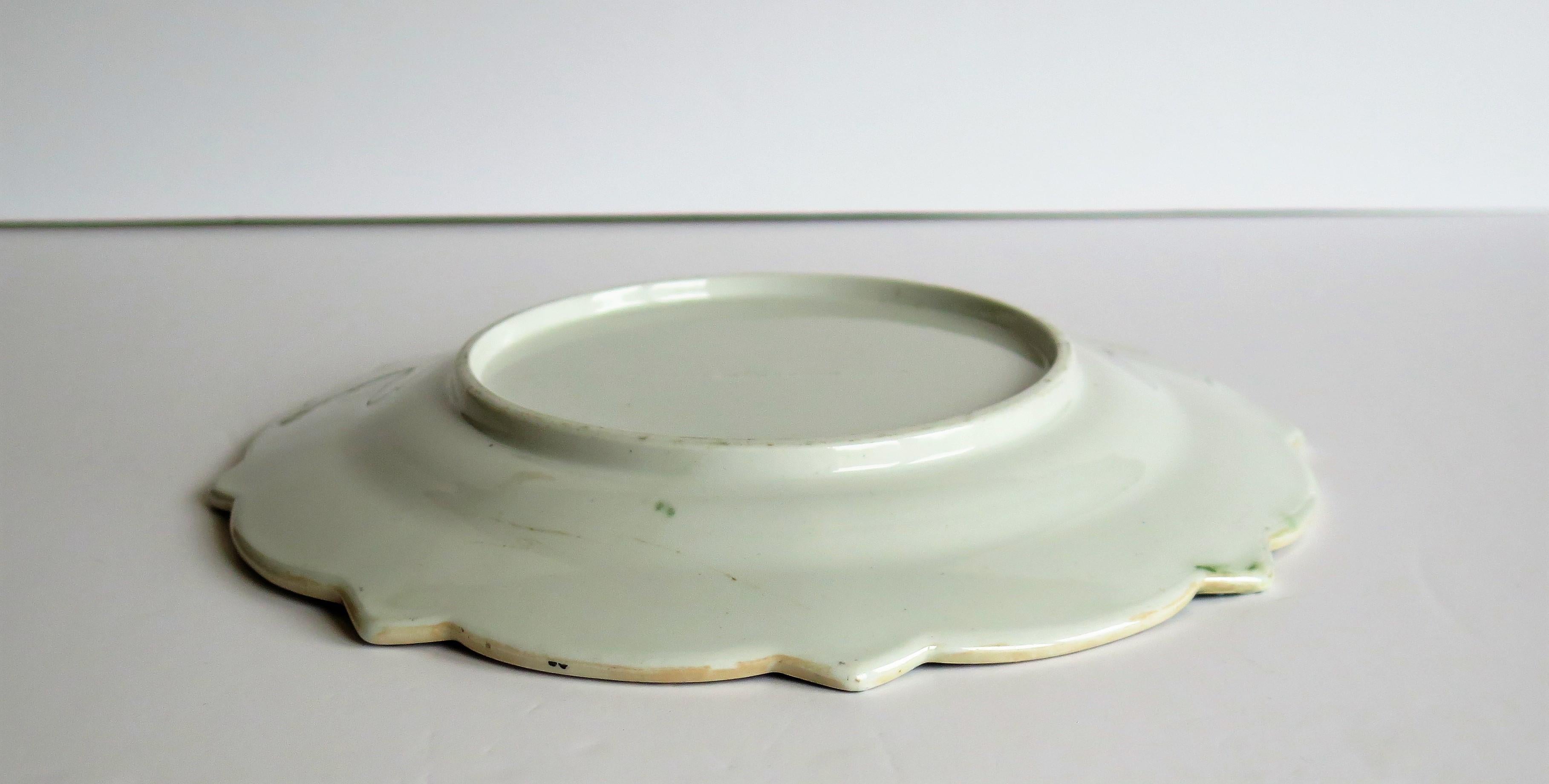 Early 19th Century Masons Ironstone Plate in Ragged Rose Pattern, Rare Shape 12