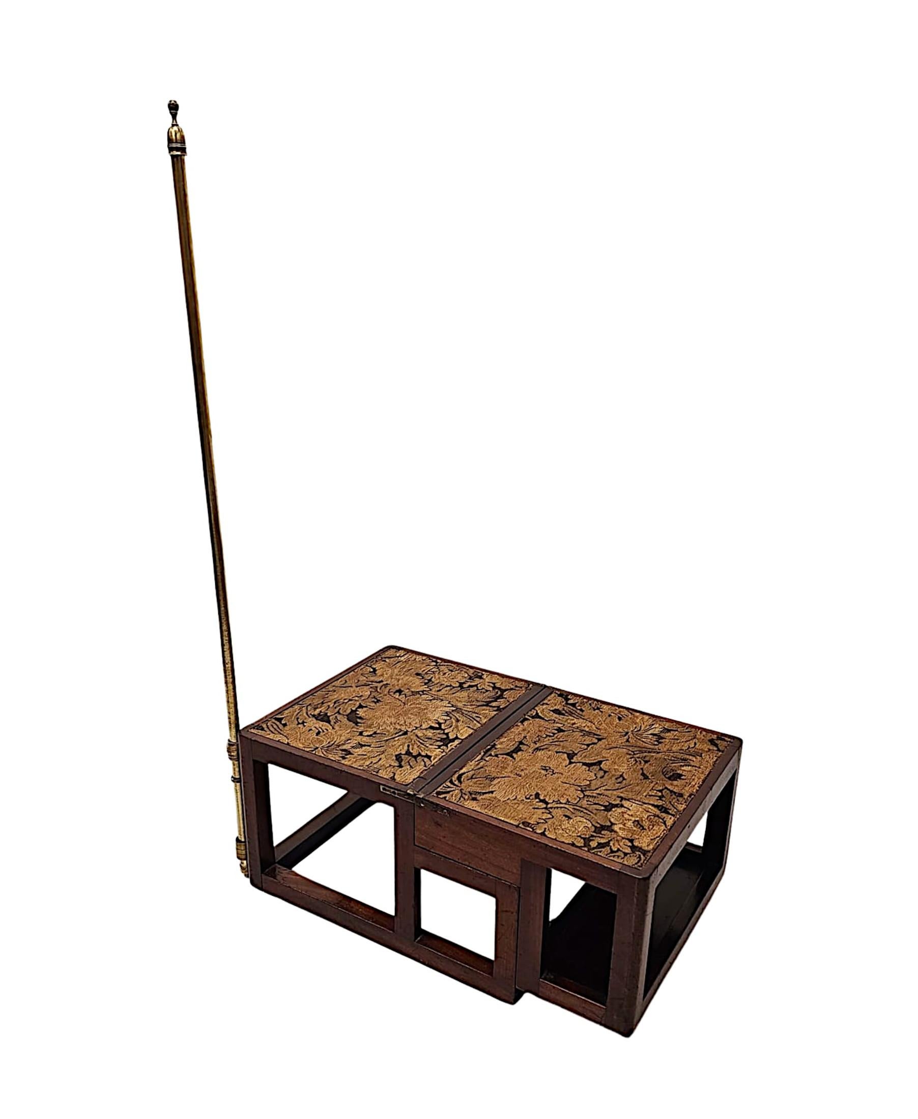 Laiton Tabouret de bibliothèque métamorphique du début du 19e siècle transformable en pouf en vente
