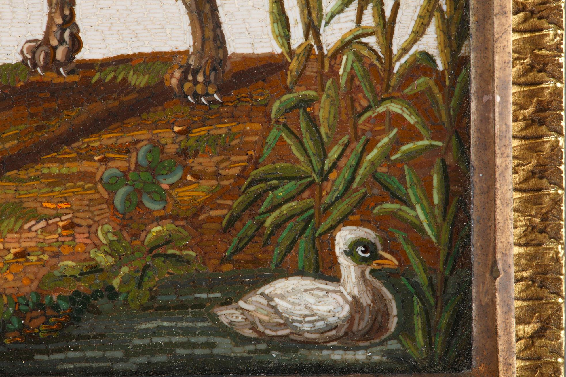 Early 19th Century Micromosaic Dog Chasing a Duck, After Gioacchino Barberi For Sale 1