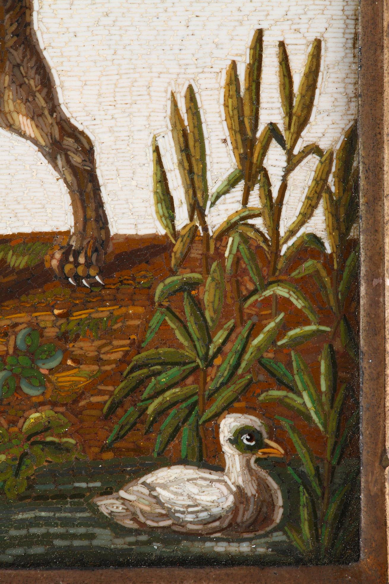 Early 19th Century Micromosaic Dog Chasing a Duck, After Gioacchino Barberi For Sale 2