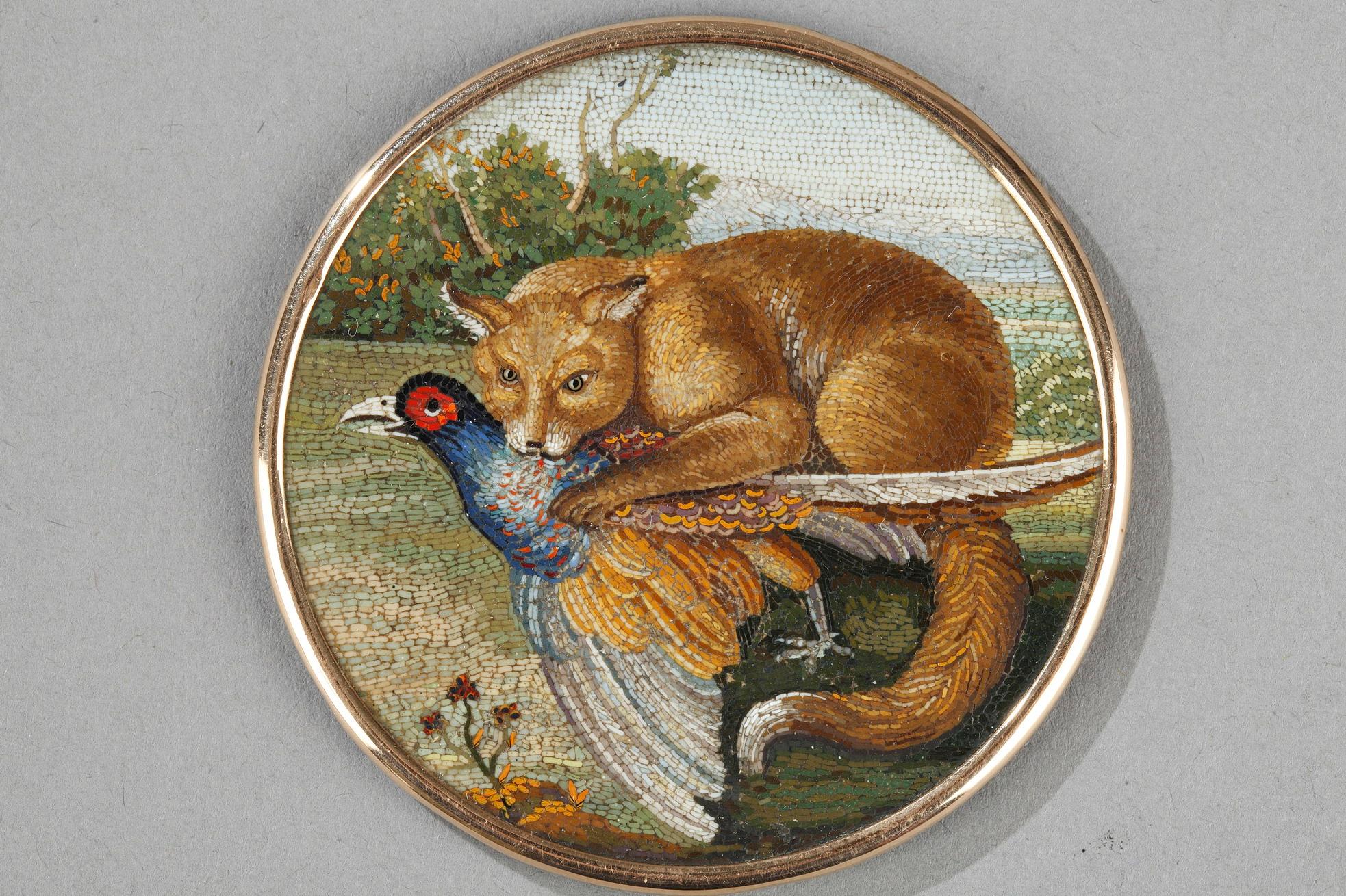 Early 19th Century Micromosaic Gold-Mounted Hardstone Bonbonnière 6