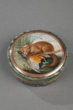 Early 19th Century Micromosaic Gold-Mounted Hardstone Bonbonnière