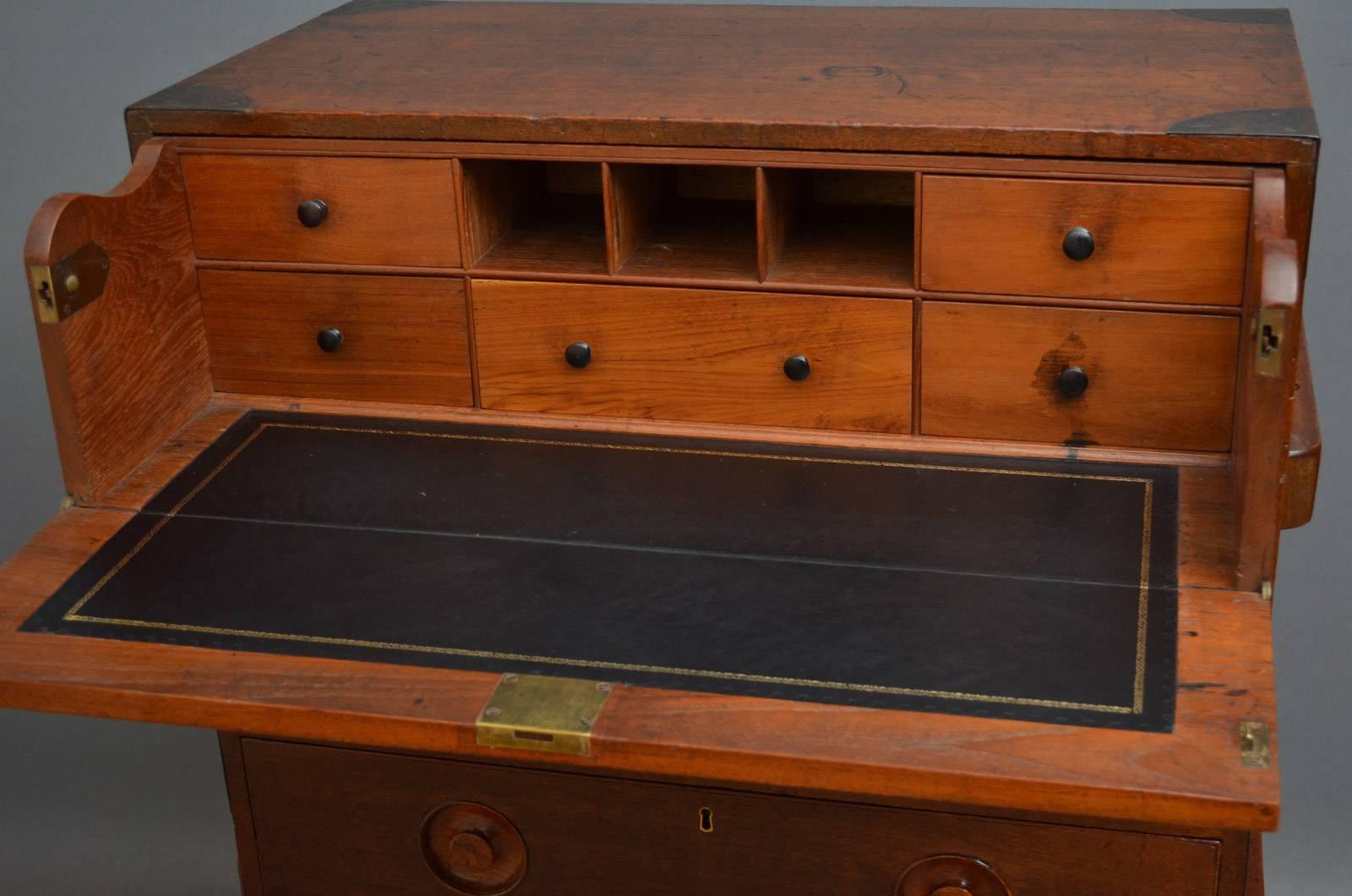 Early Victorian Early 19th Century Military Chest with Secretaire