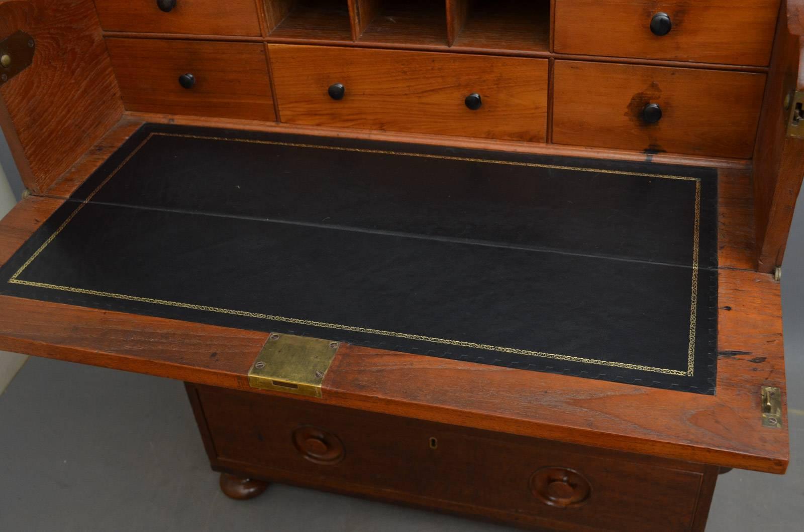 Early 19th Century Military Chest with Secretaire In Excellent Condition In Whaley Bridge, GB
