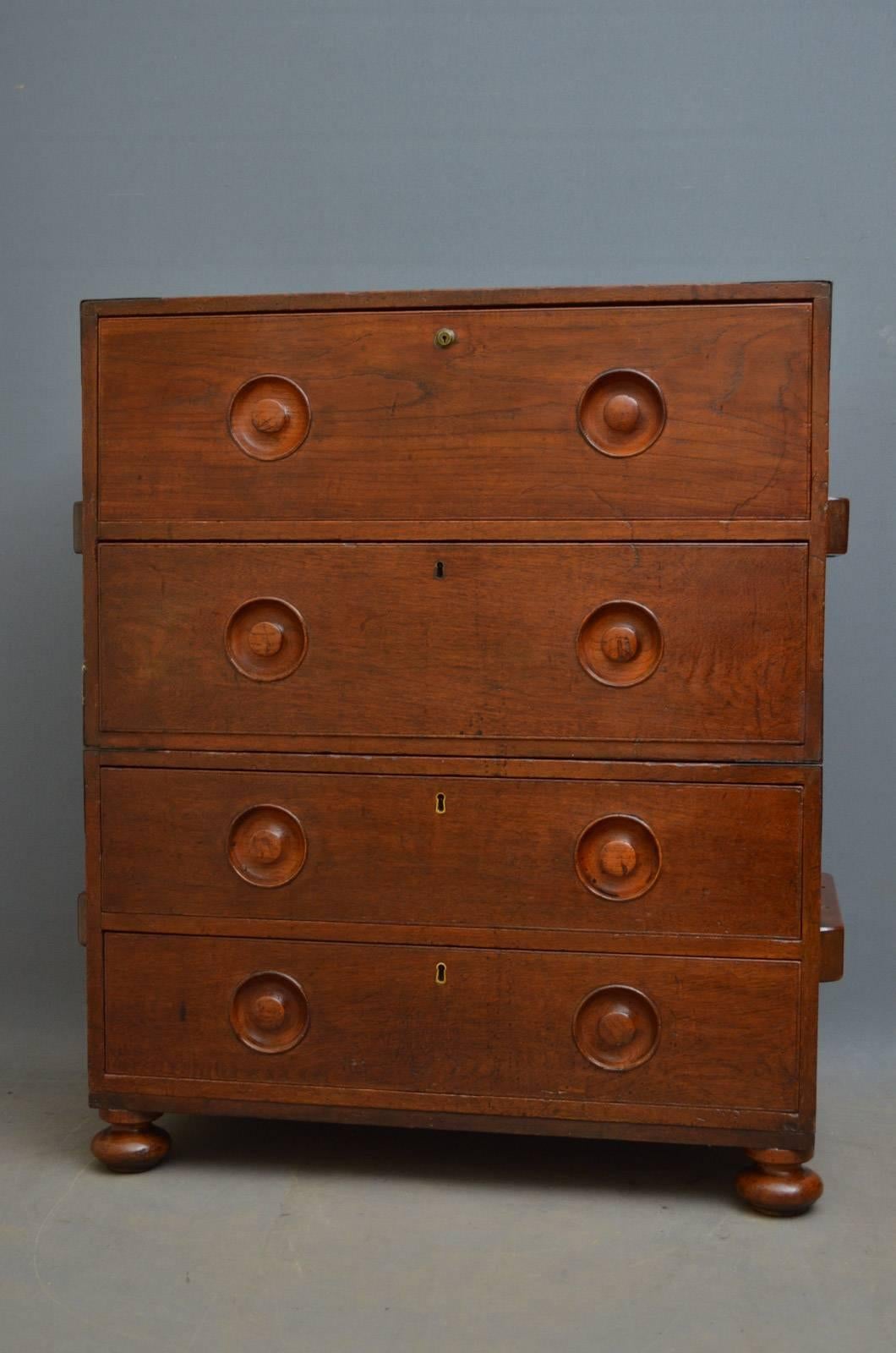 Mid-19th Century Early 19th Century Military Chest with Secretaire