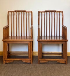 Early 19th Century Ming Style Slatted Back Hardwood Armchairs
