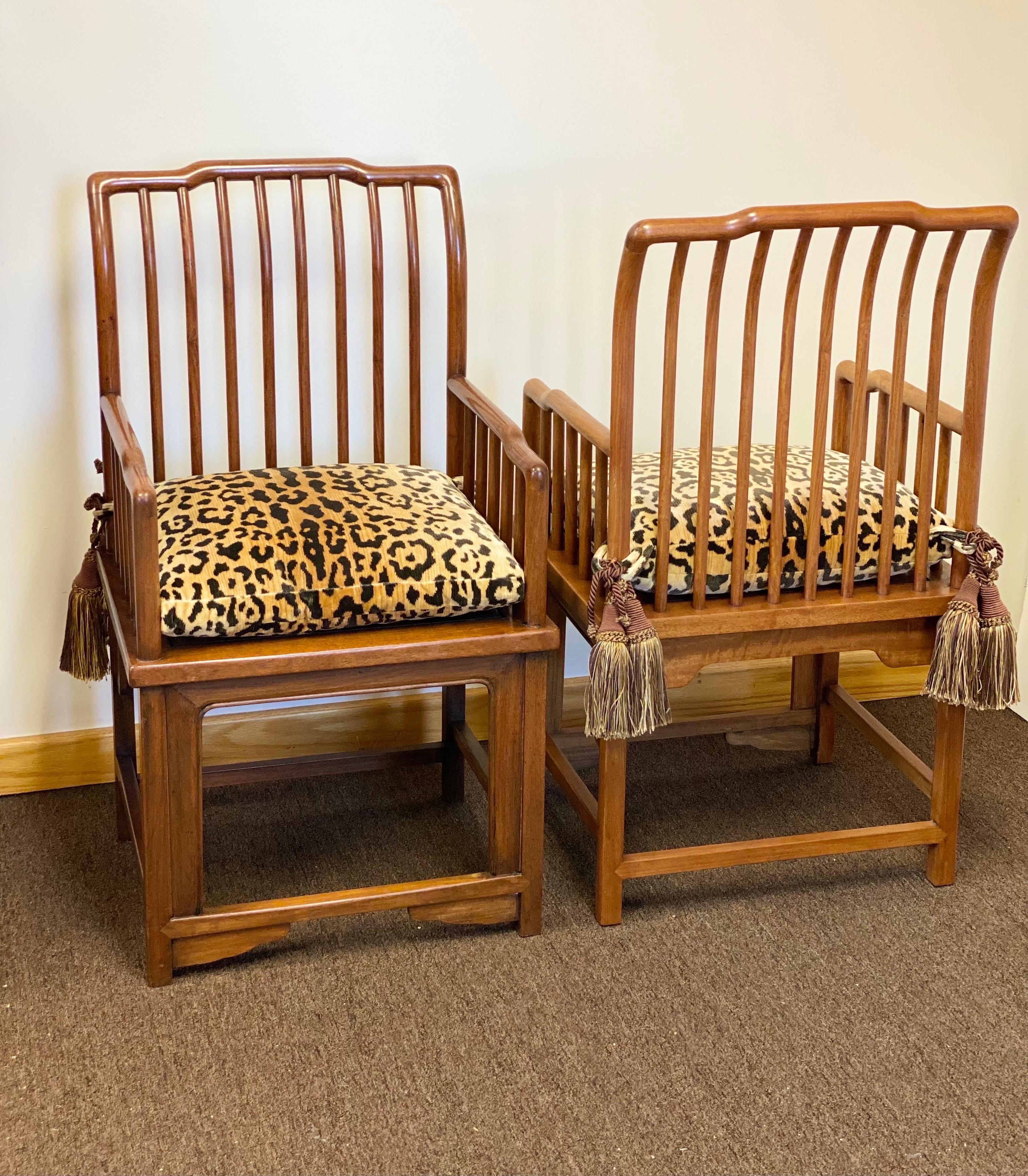 Early 19th Century Ming Style Slatted Back Hardwood Armchairs In Good Condition For Sale In Farmington Hills, MI
