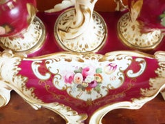 Early 19th Century Minton Hand Painted Ruby Red Inkwell