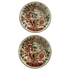 Early 19th Century Minton Red Oriental Garden Plates ~ a Pair