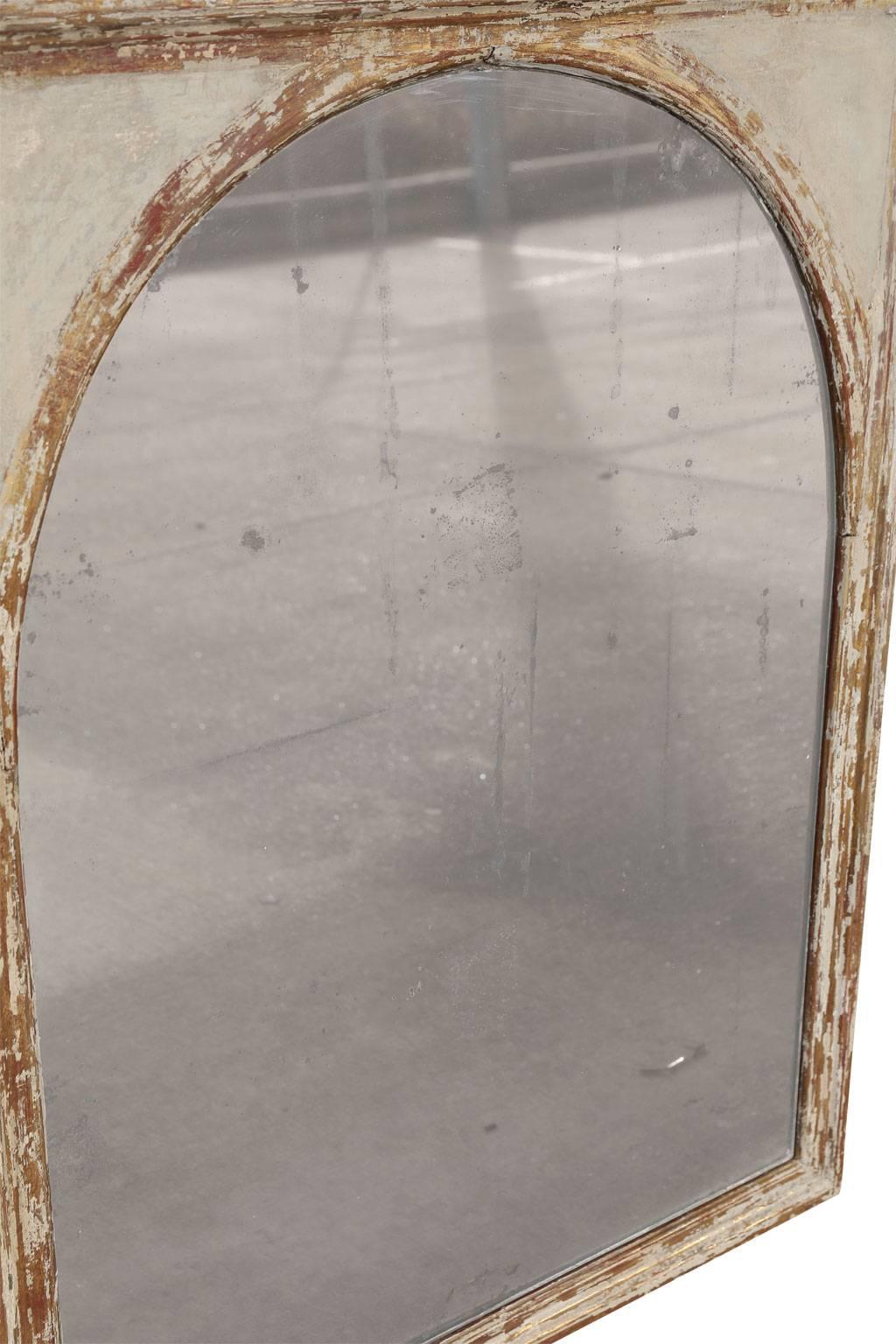 Early 19th century mirror from France, painted joined-construction frame with gilt detail and original mirror plate.