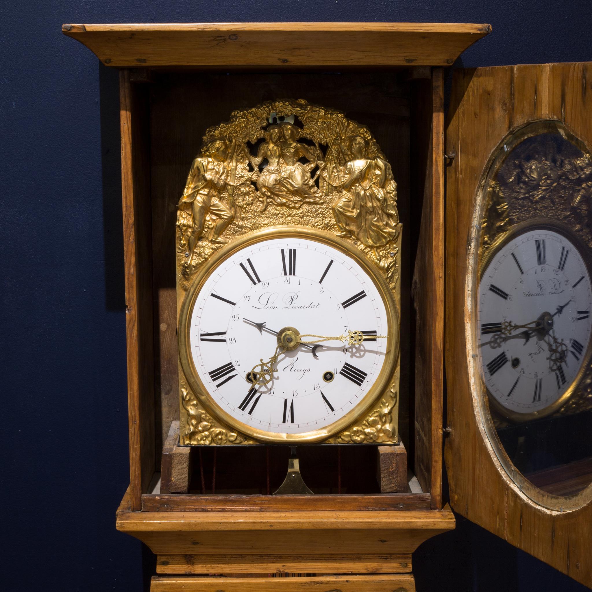 Early 19th Century Mobier Longcase Clock, circa 1830-1850 In Good Condition In San Francisco, CA