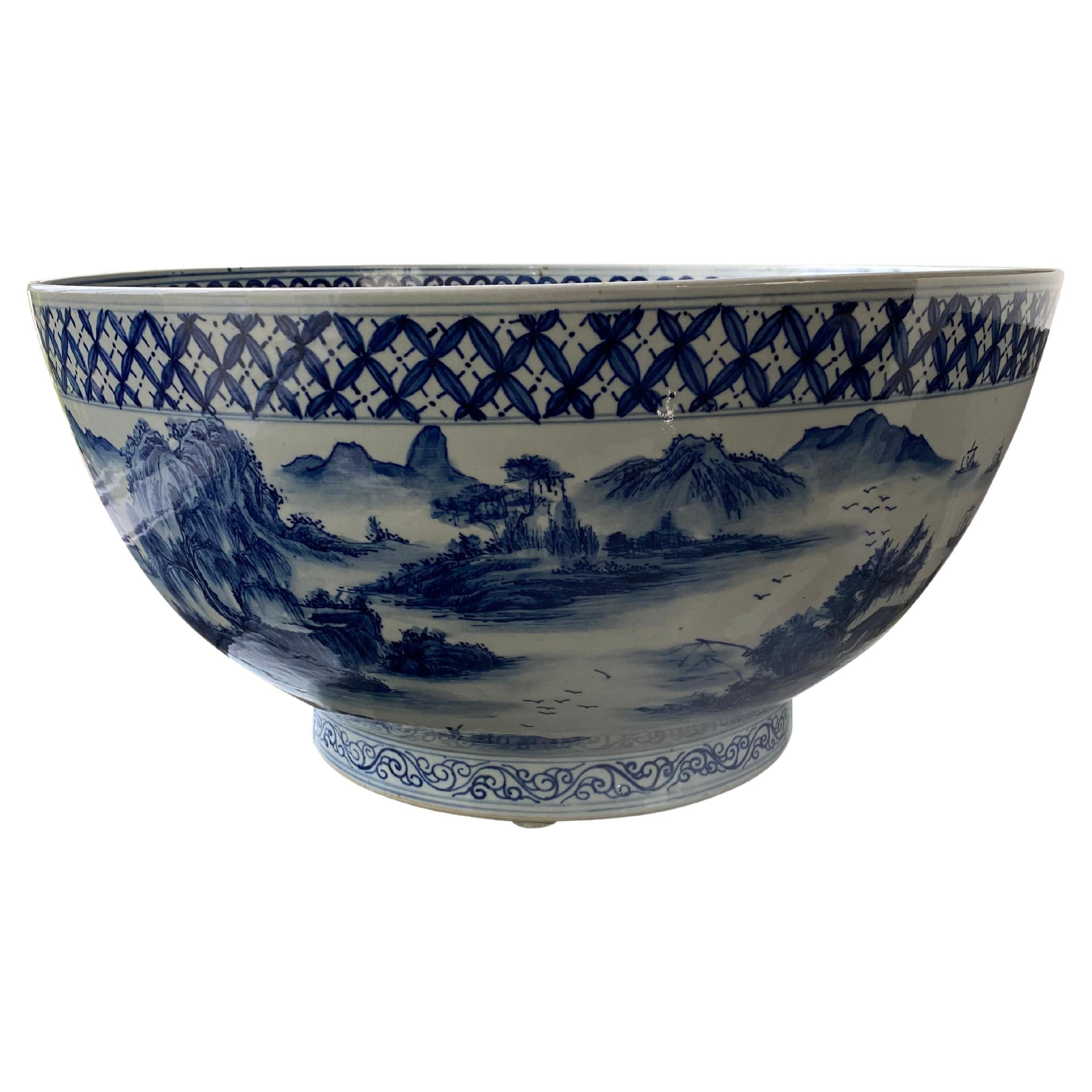 Late 20th Century Monumental Chinoiserie Bowl For Sale